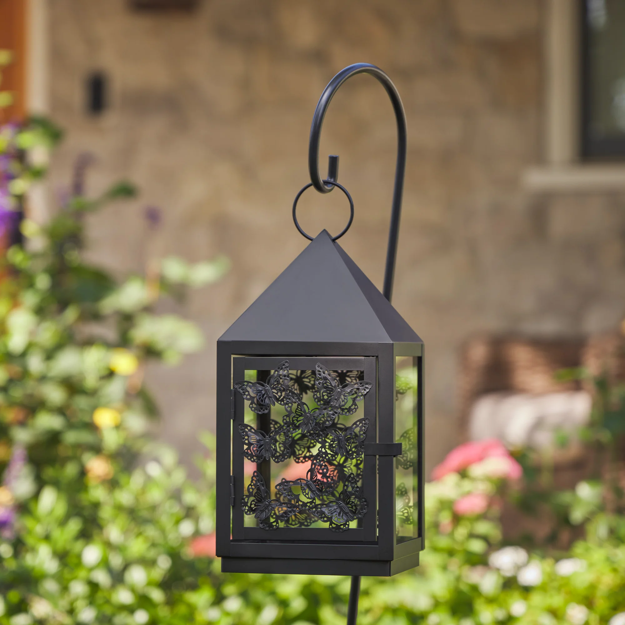 11.5" Butterfly Lantern with 38" Shepherd's Hook (Lantern Only)