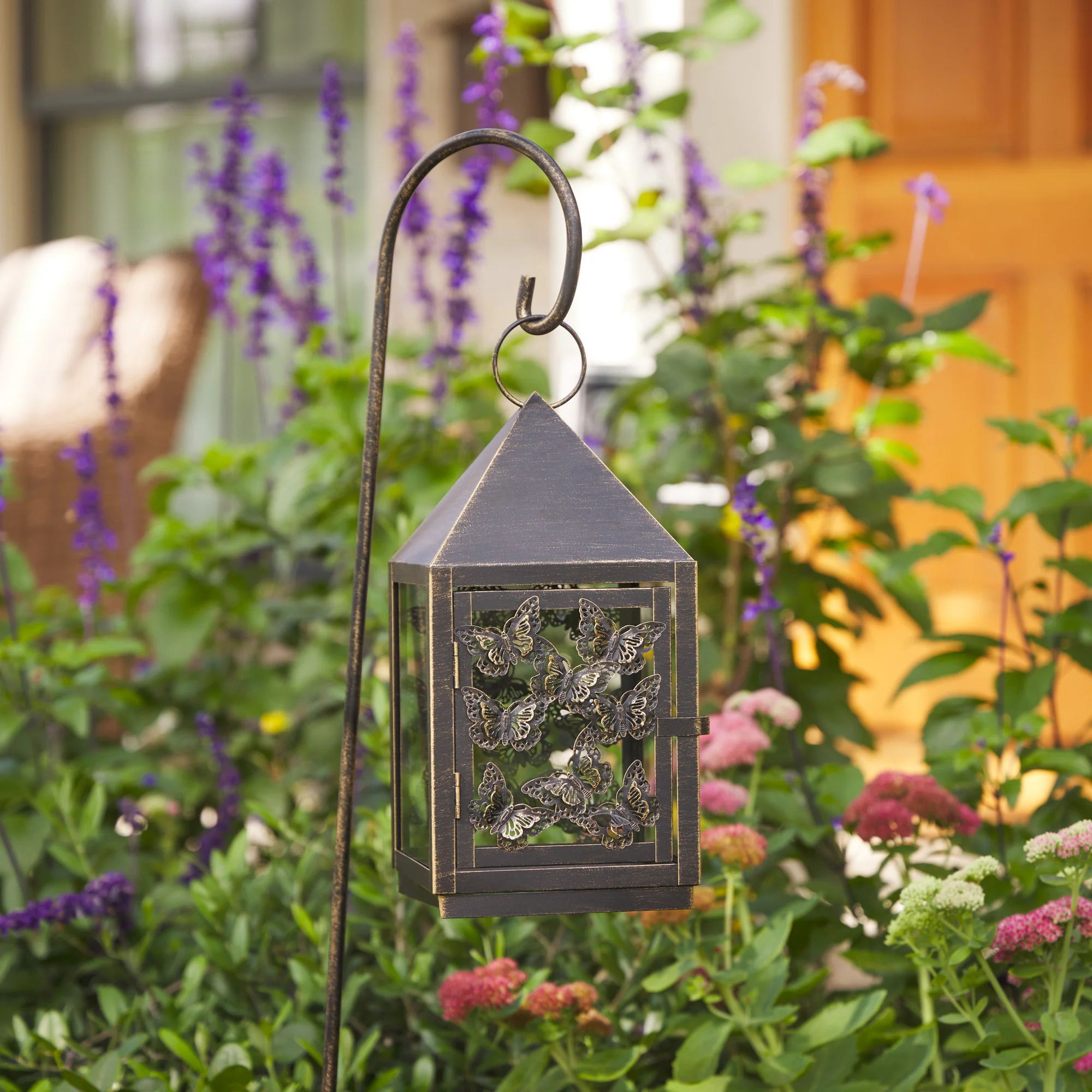 11.5" Butterfly Lantern with 38" Shepherd's Hook (Lantern Only) - Image 2