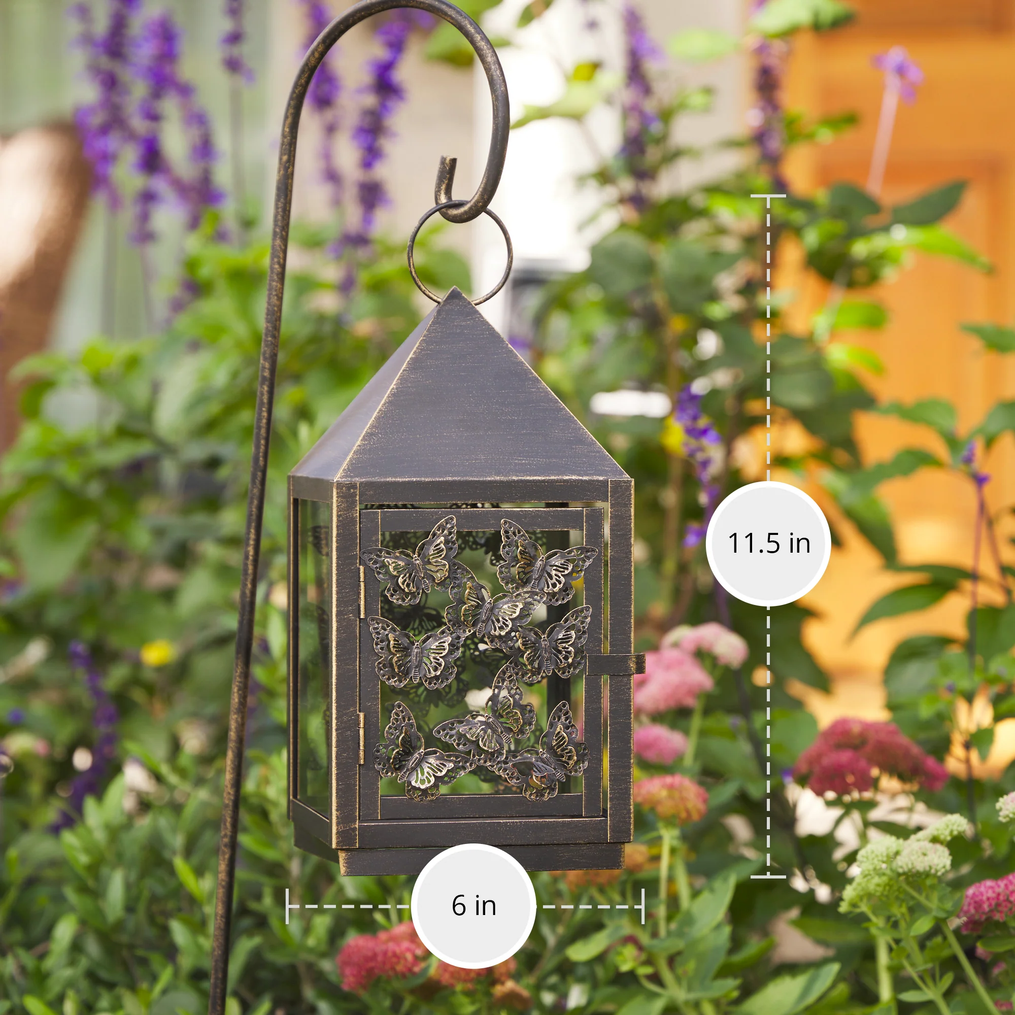 11.5" Butterfly Lantern with 38" Shepherd's Hook (Lantern Only) - Image 4