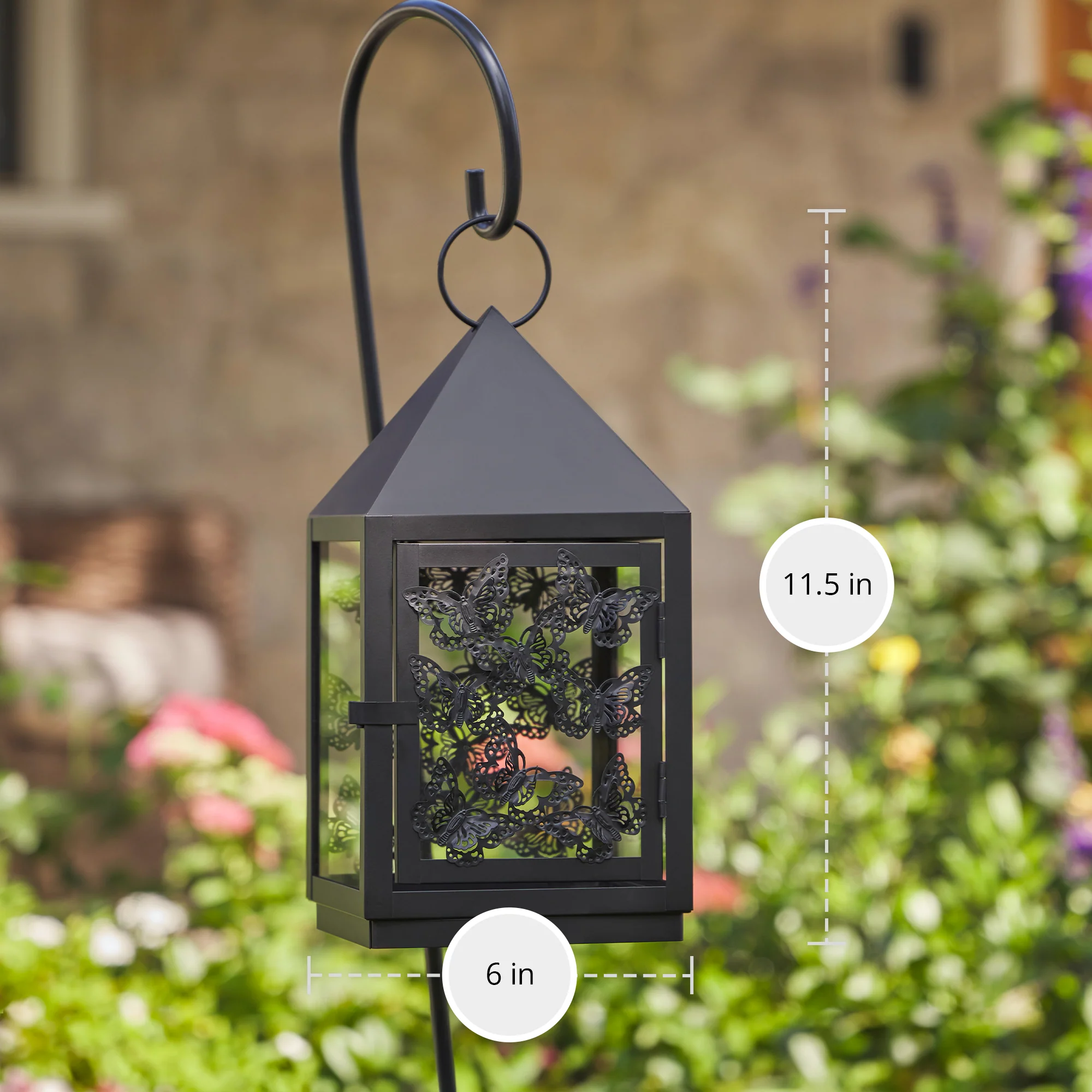 11.5" Butterfly Lantern with 38" Shepherd's Hook (Lantern Only) - Image 5