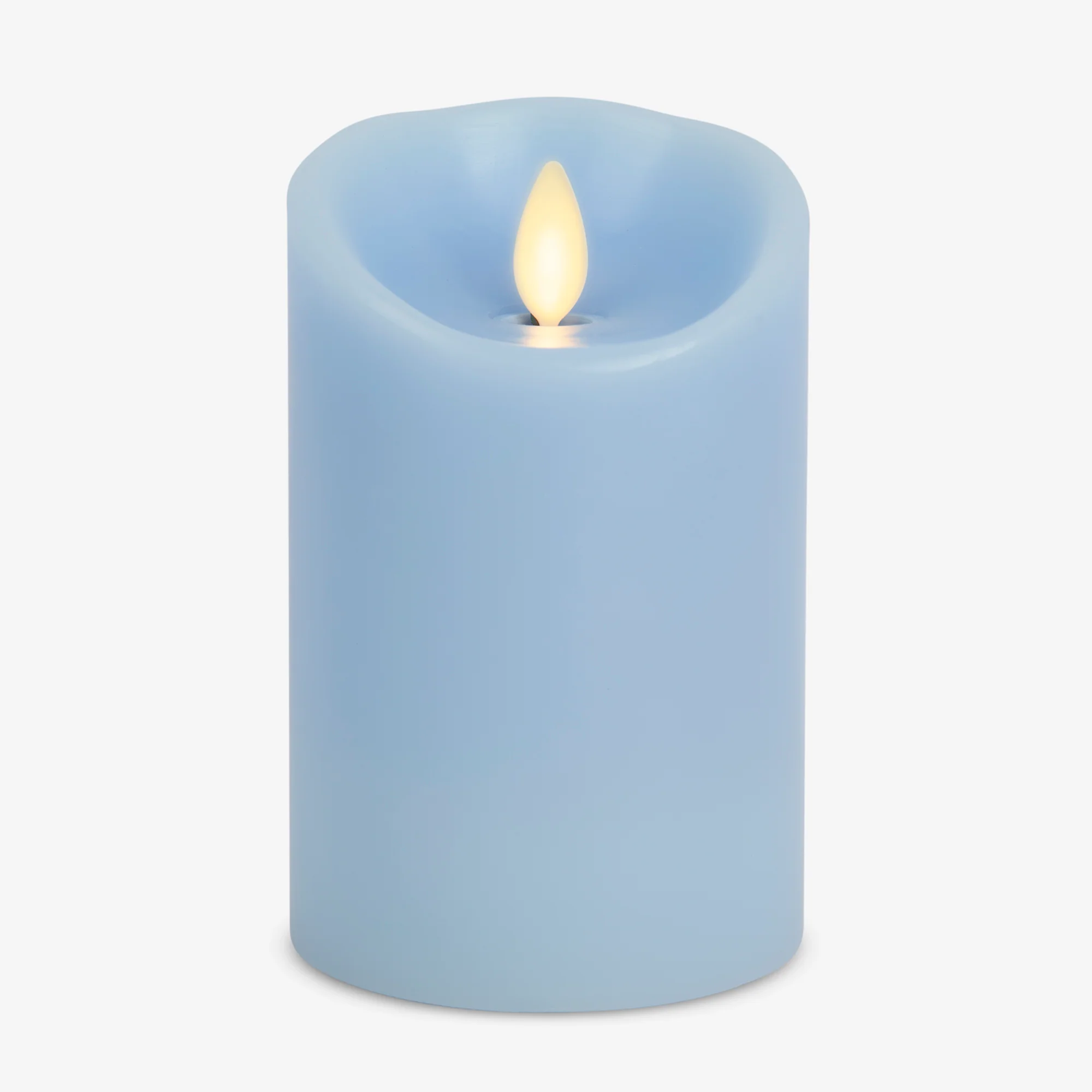 Airy Blue Flameless Candle Pillar - Scallop Top - 3" Width - Image 10