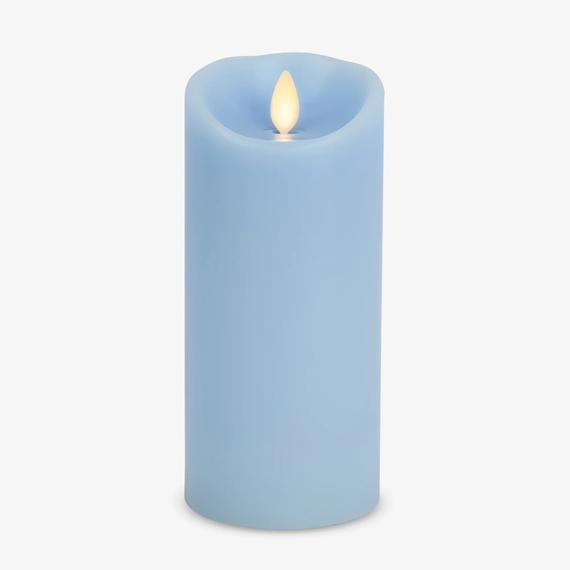Airy Blue Flameless Candle Pillar - Scallop Top - 3" Width - Image 11