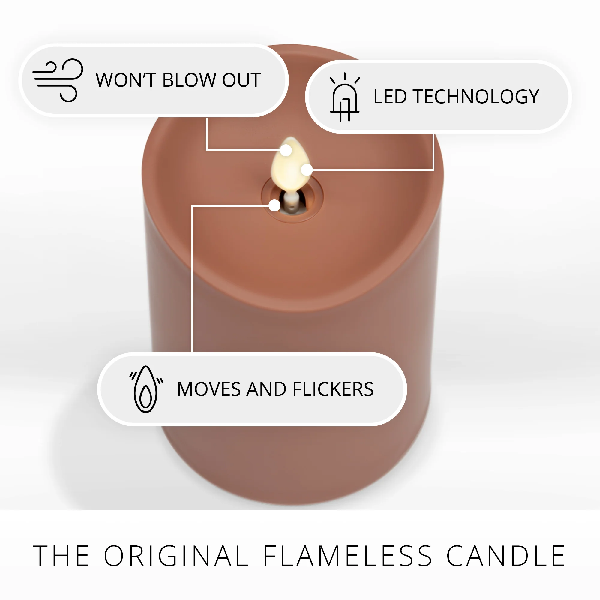 Baked Clay Outdoor Flameless Candle Pillar - Image 3