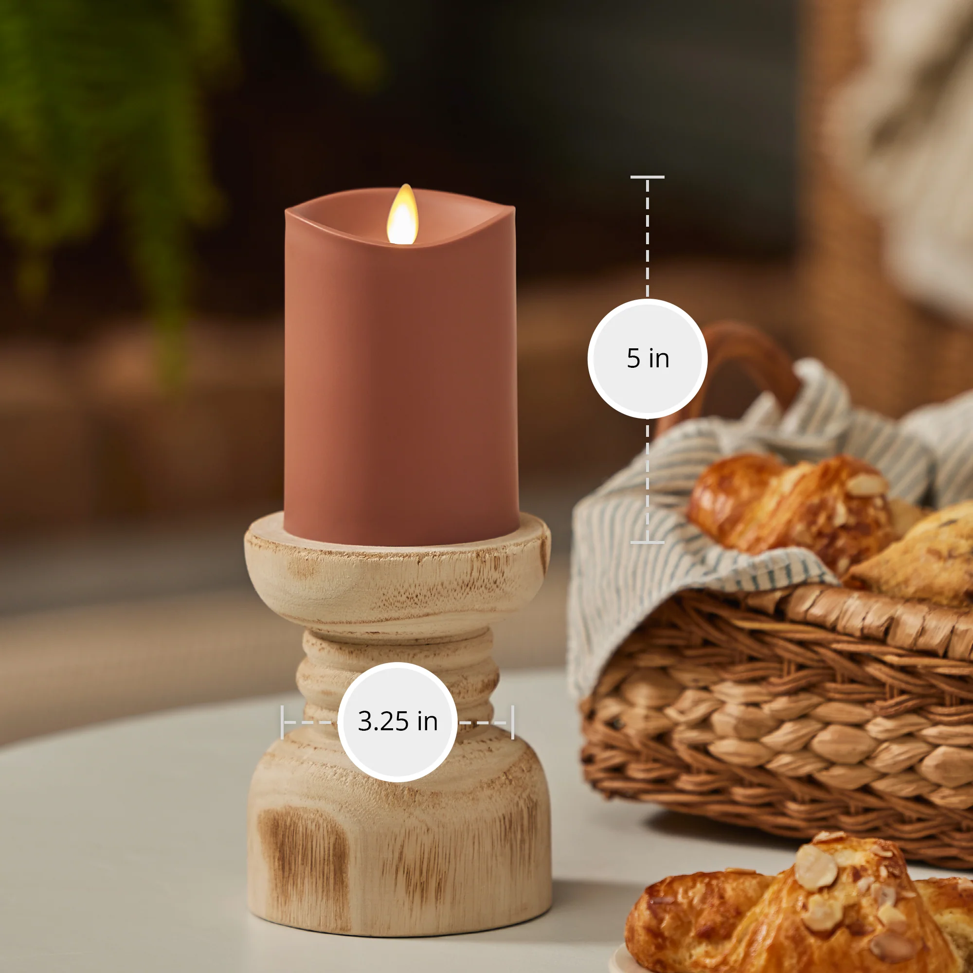 Baked Clay Outdoor Flameless Candle Pillar - Image 5