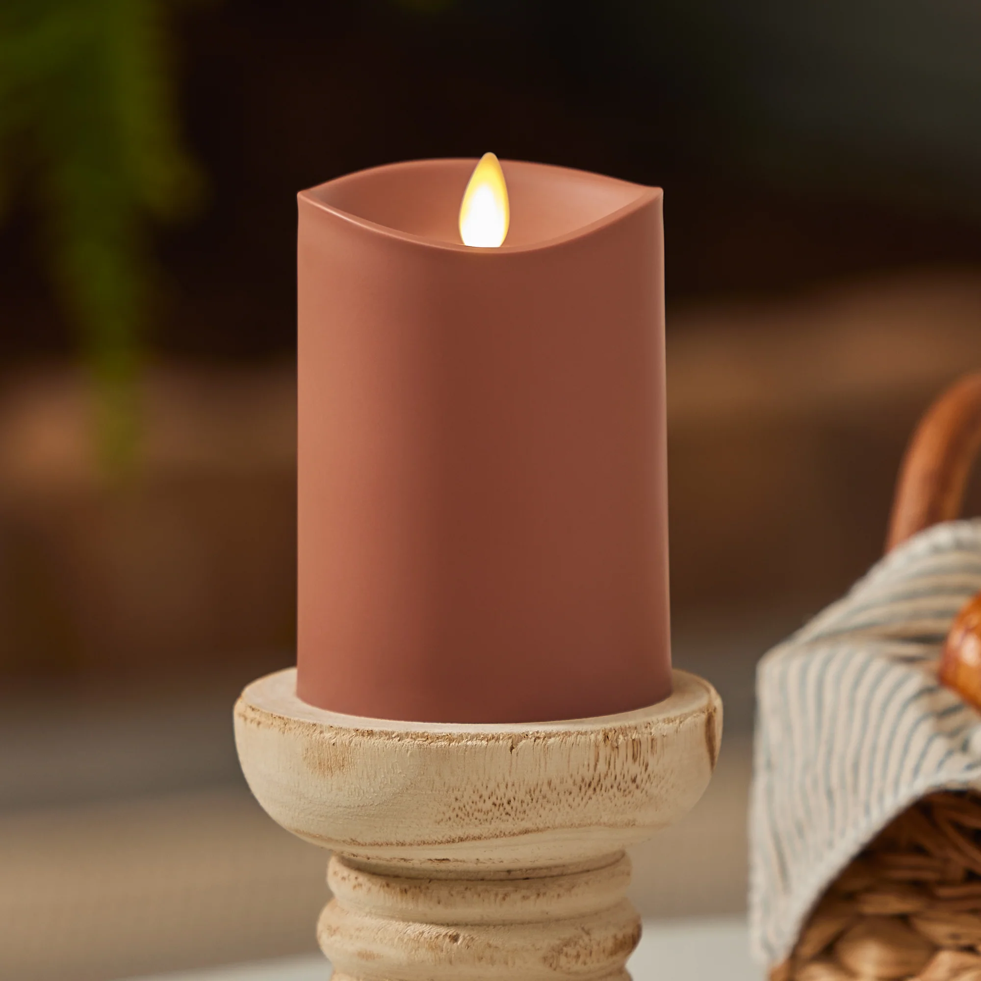 Baked Clay Outdoor Flameless Candle Pillar - Image 6