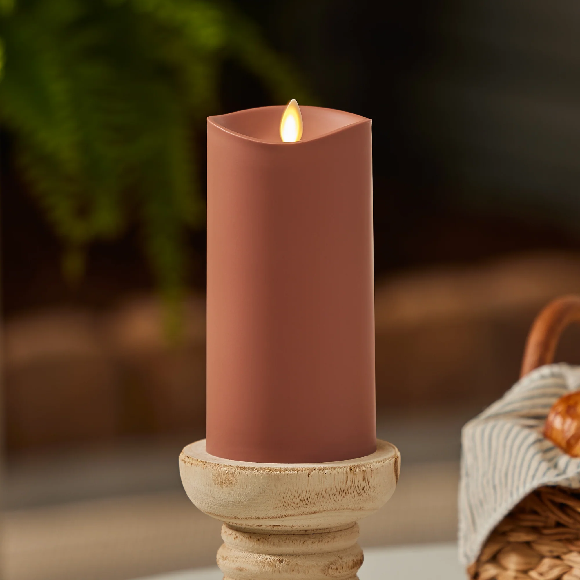 Baked Clay Outdoor Flameless Candle Pillar - Image 9