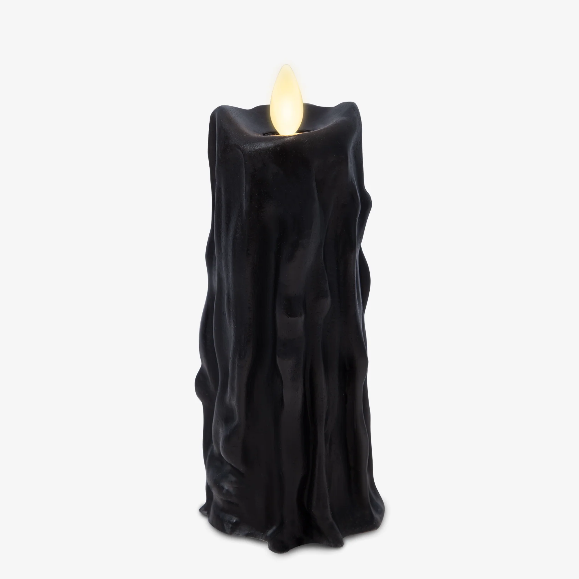 Black Heavy Wax Drip Flameless Candle Slim Pillar - Image 11