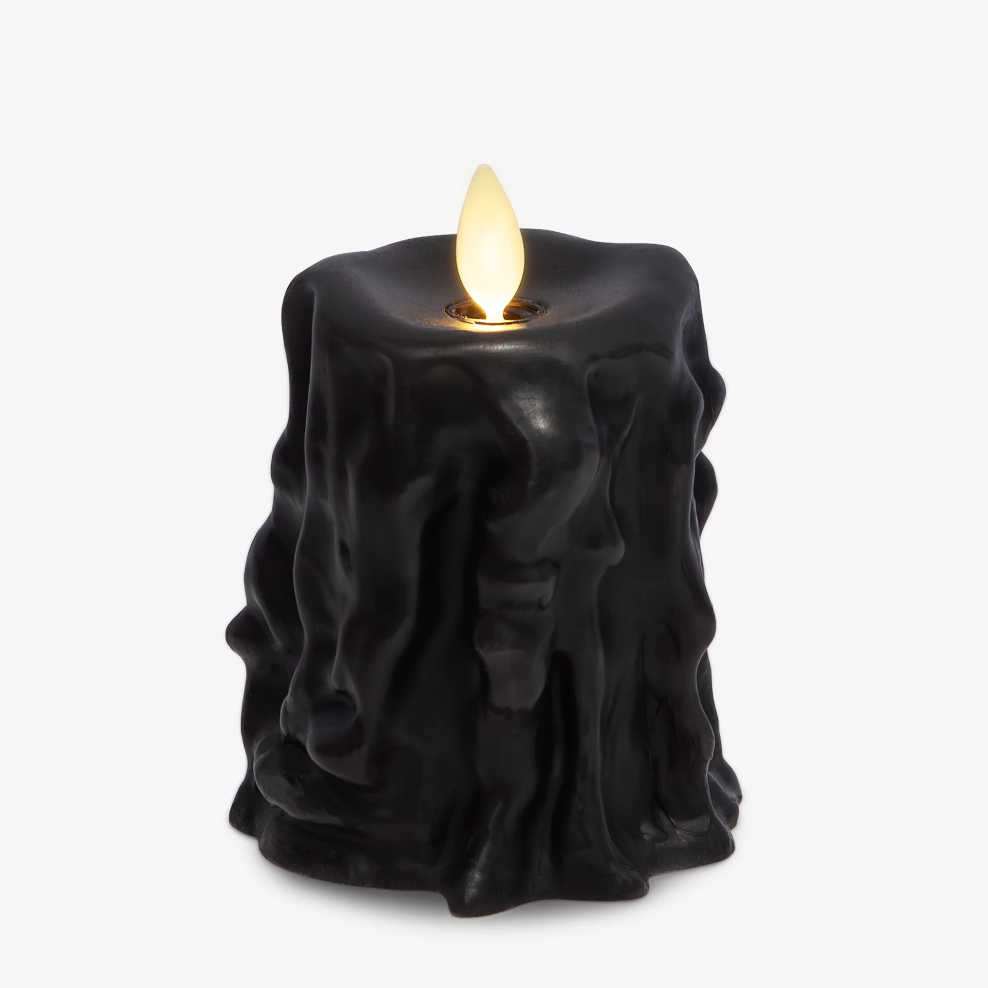 Black Heavy Wax Drip Flameless Candle Slim Pillar - Image 9