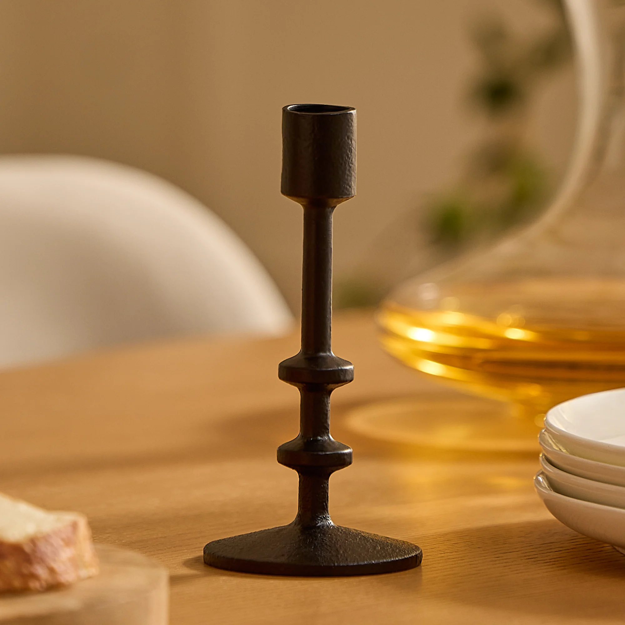 Black Wrought Iron Modern Taper Holders - Image 3