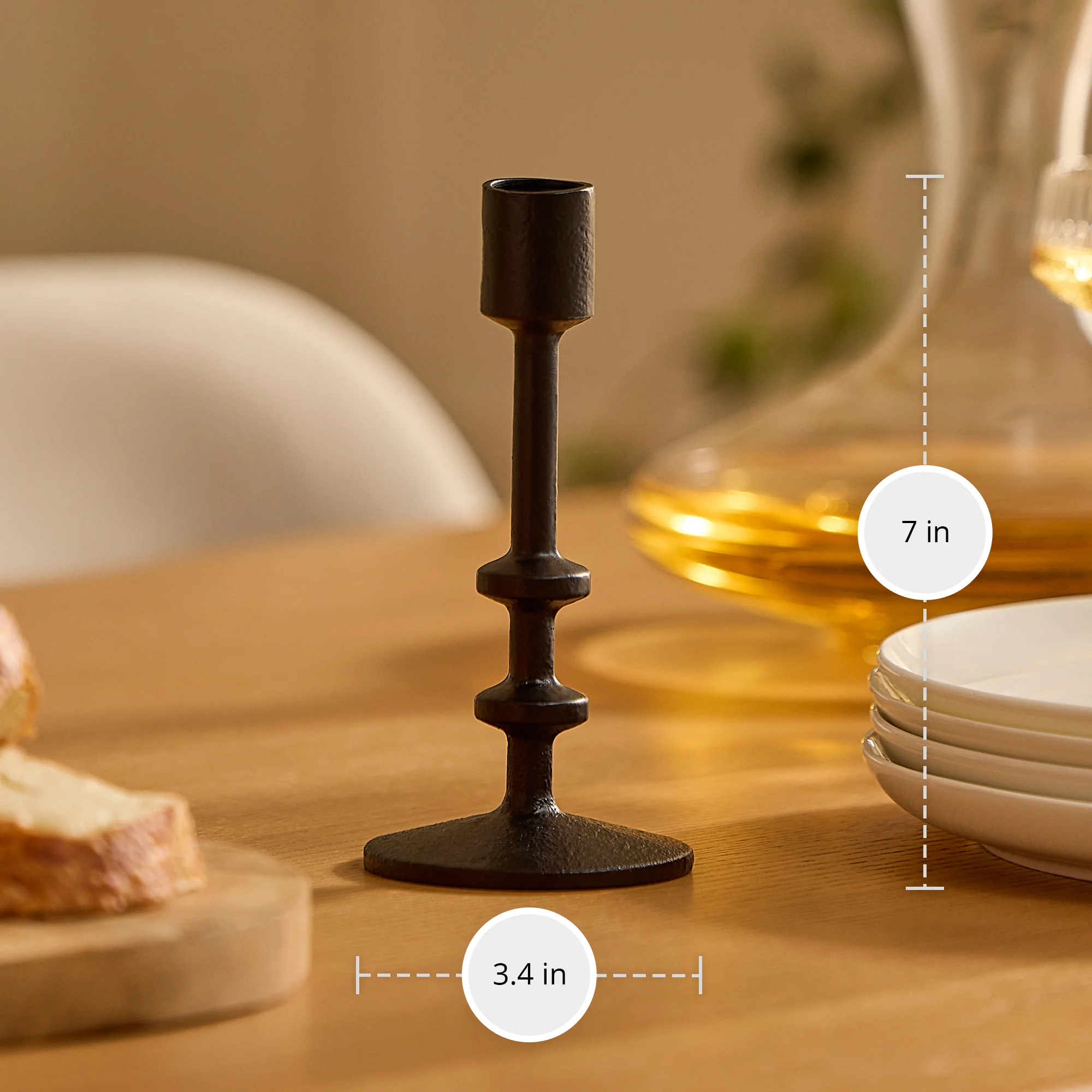 Black Wrought Iron Modern Taper Holders - Image 4