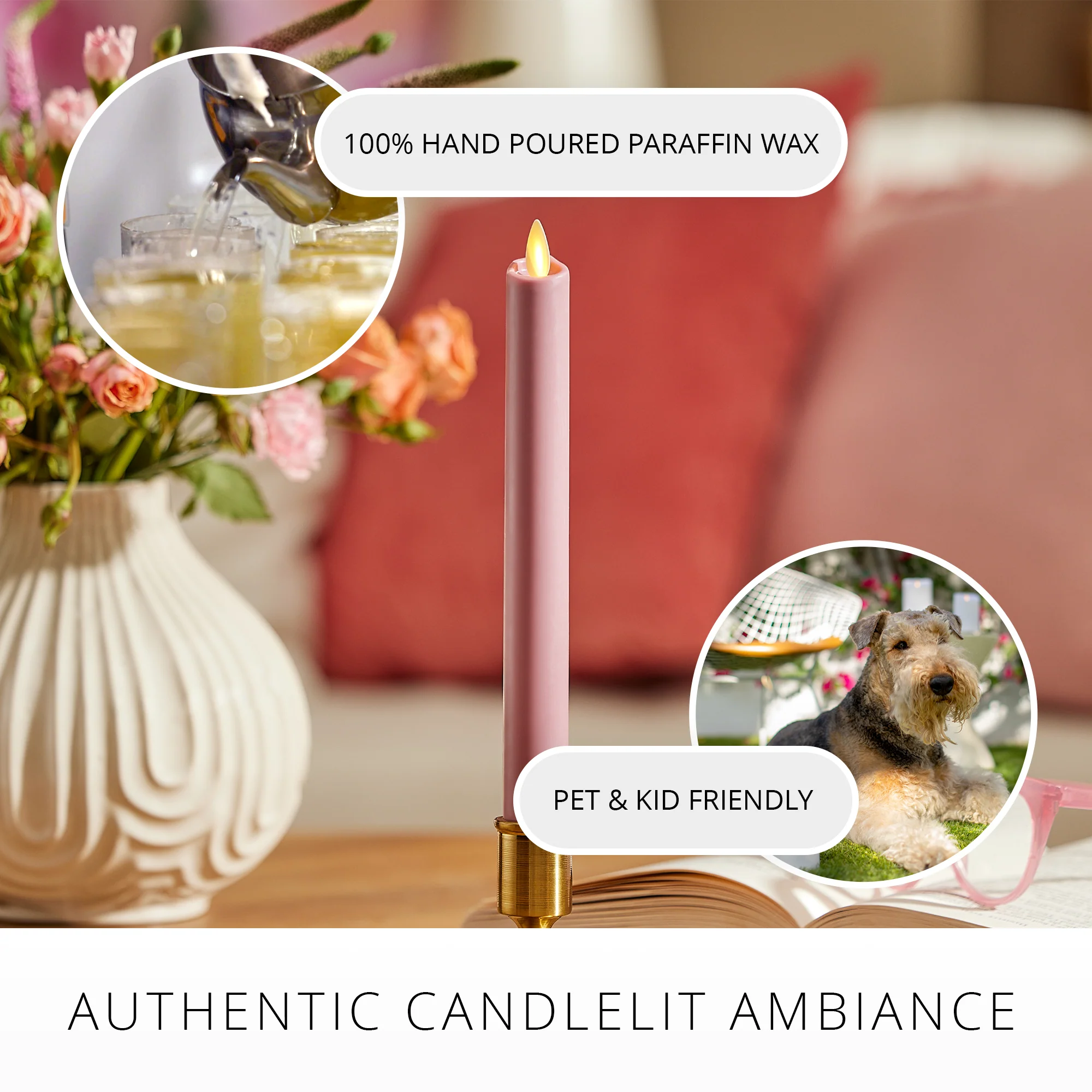 Blooming Mauve Flameless Candle Taper - Image 6