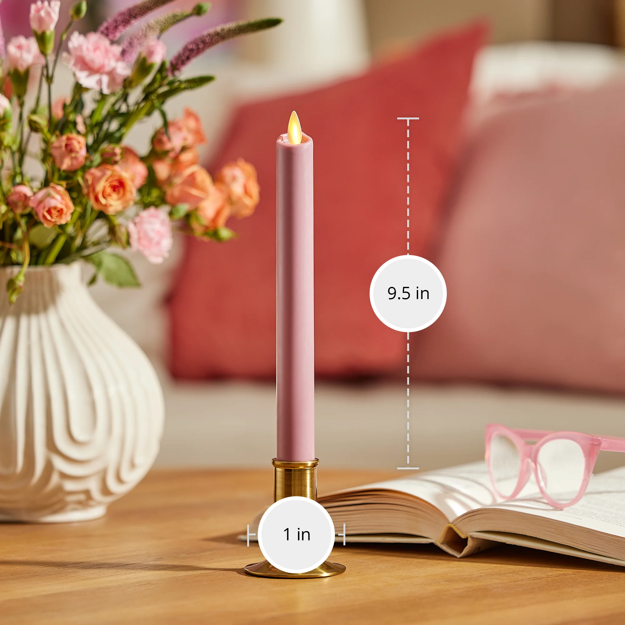 Blooming Mauve Flameless Candle Taper - Image 7