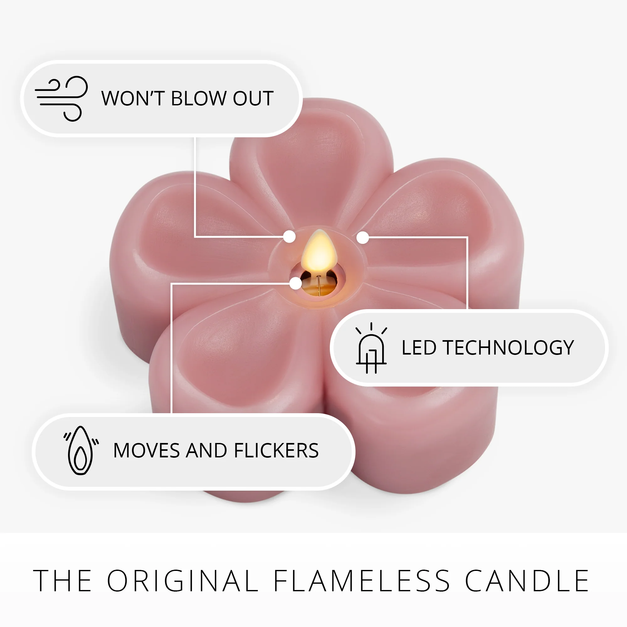 Blooming Mauve Flower Flameless Candle Tealight - Image 4