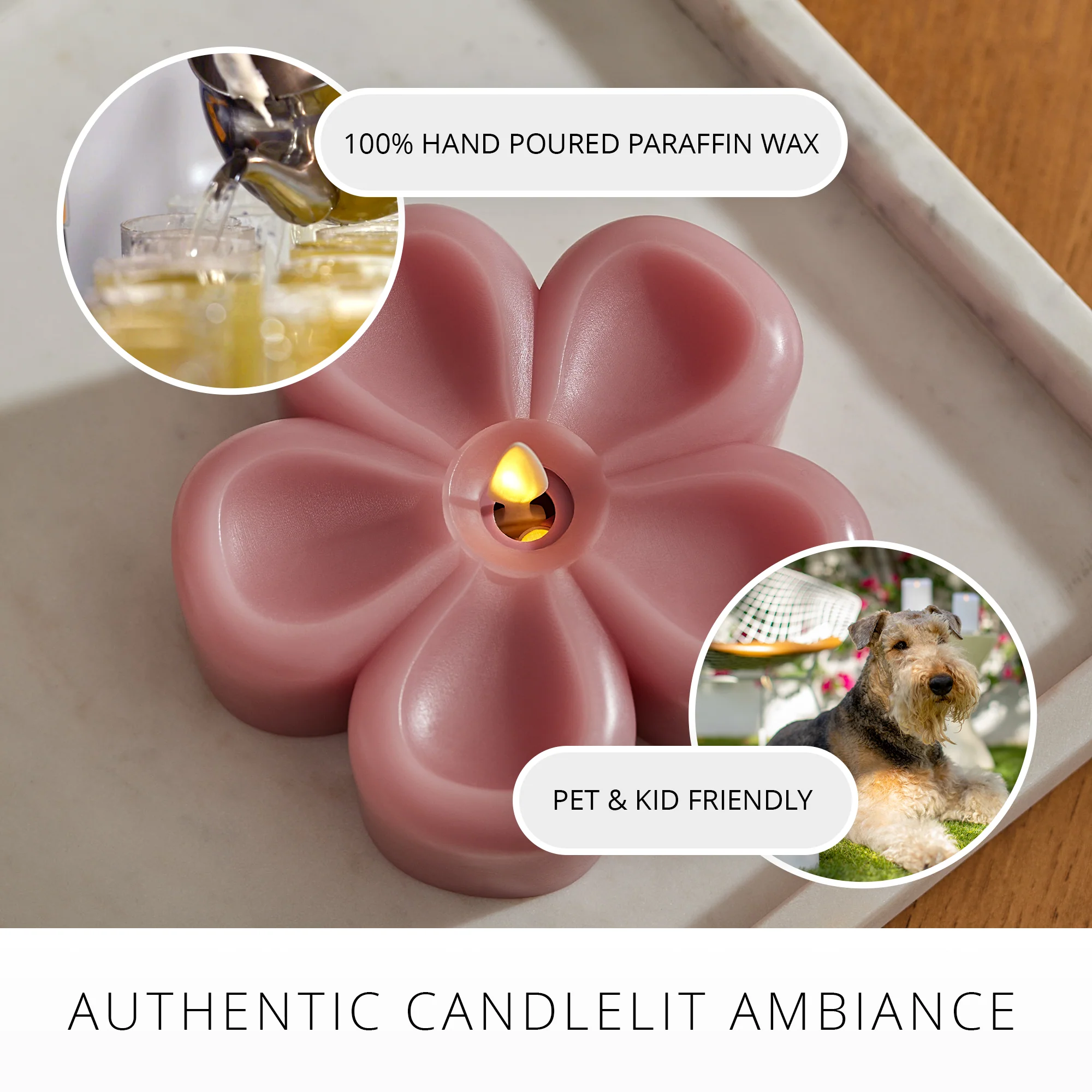 Blooming Mauve Flower Flameless Candle Tealight - Image 5