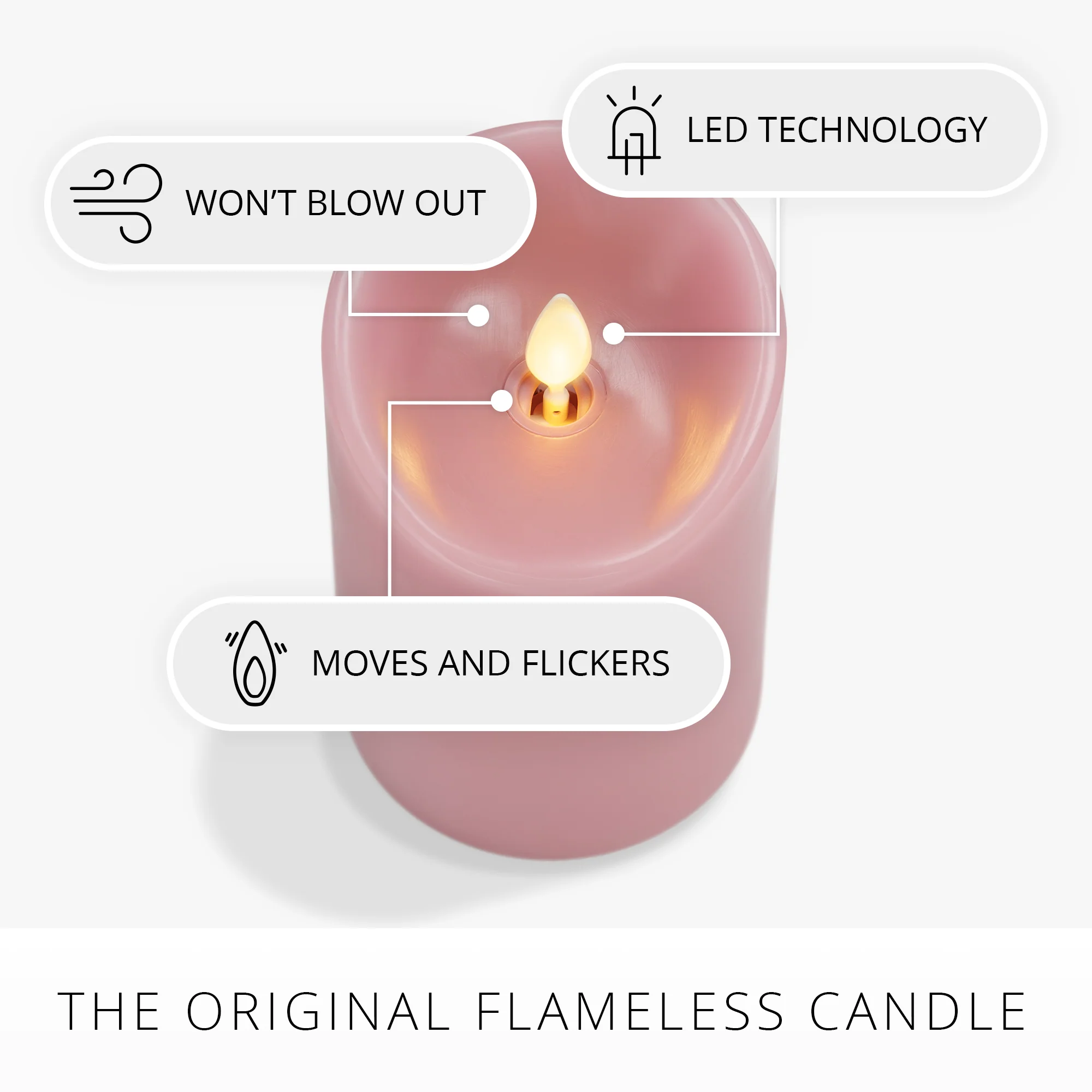 Blooming Mauve Scallop Flameless Candle Pillar - Image 5
