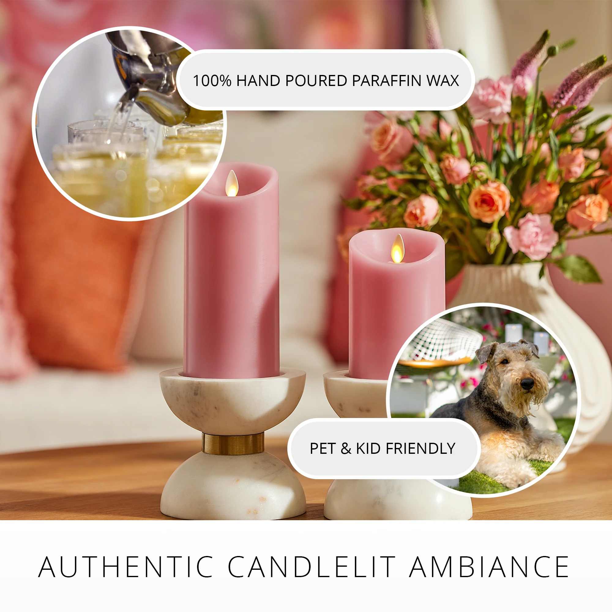 Blooming Mauve Scallop Flameless Candle Pillar - Image 6