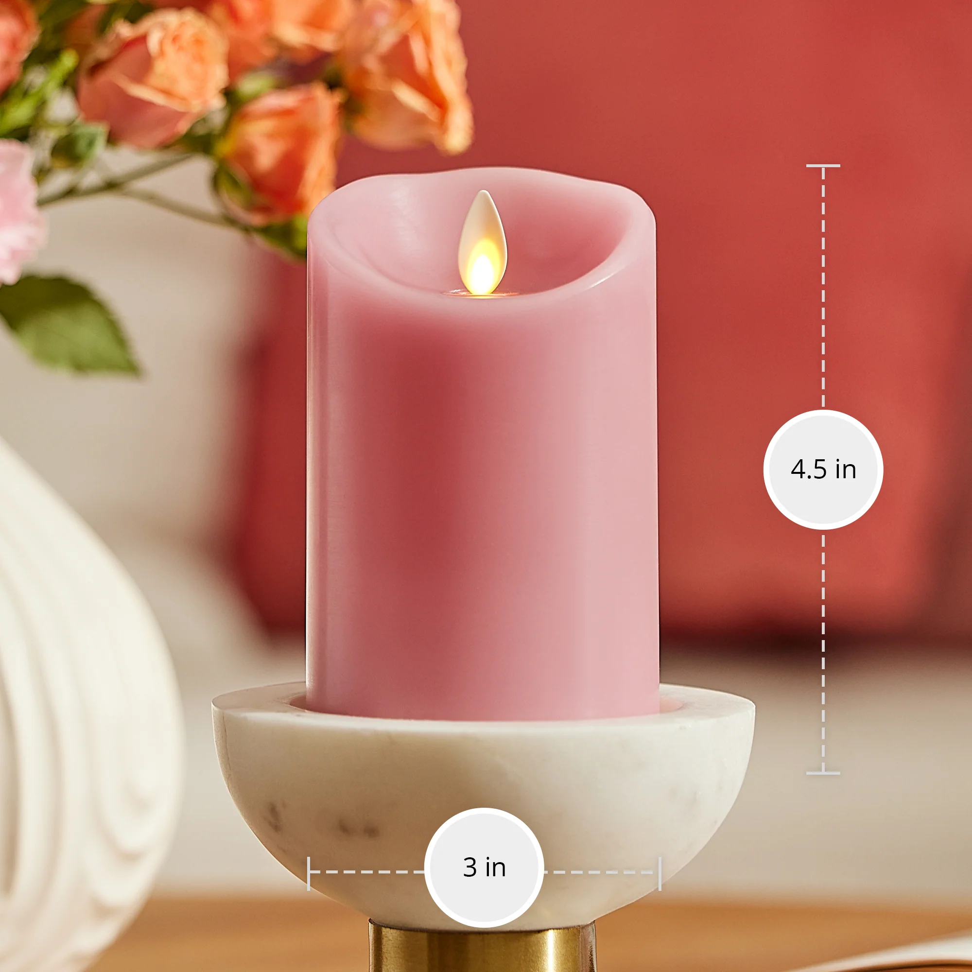 Blooming Mauve Scallop Flameless Candle Pillar - Image 8