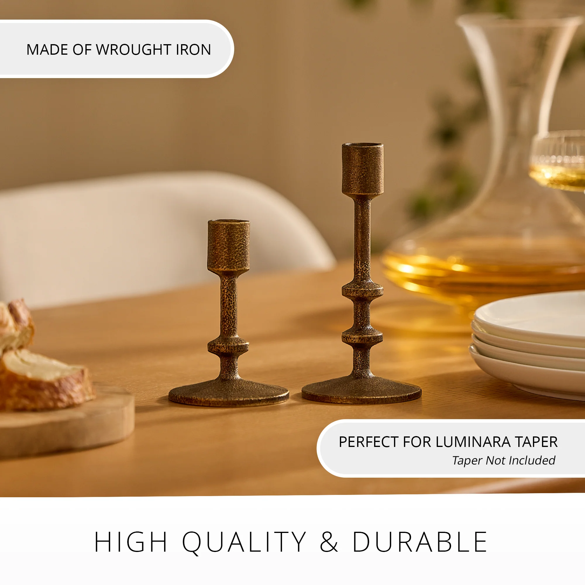Brass Wrought Iron Modern Taper Holders - Image 2