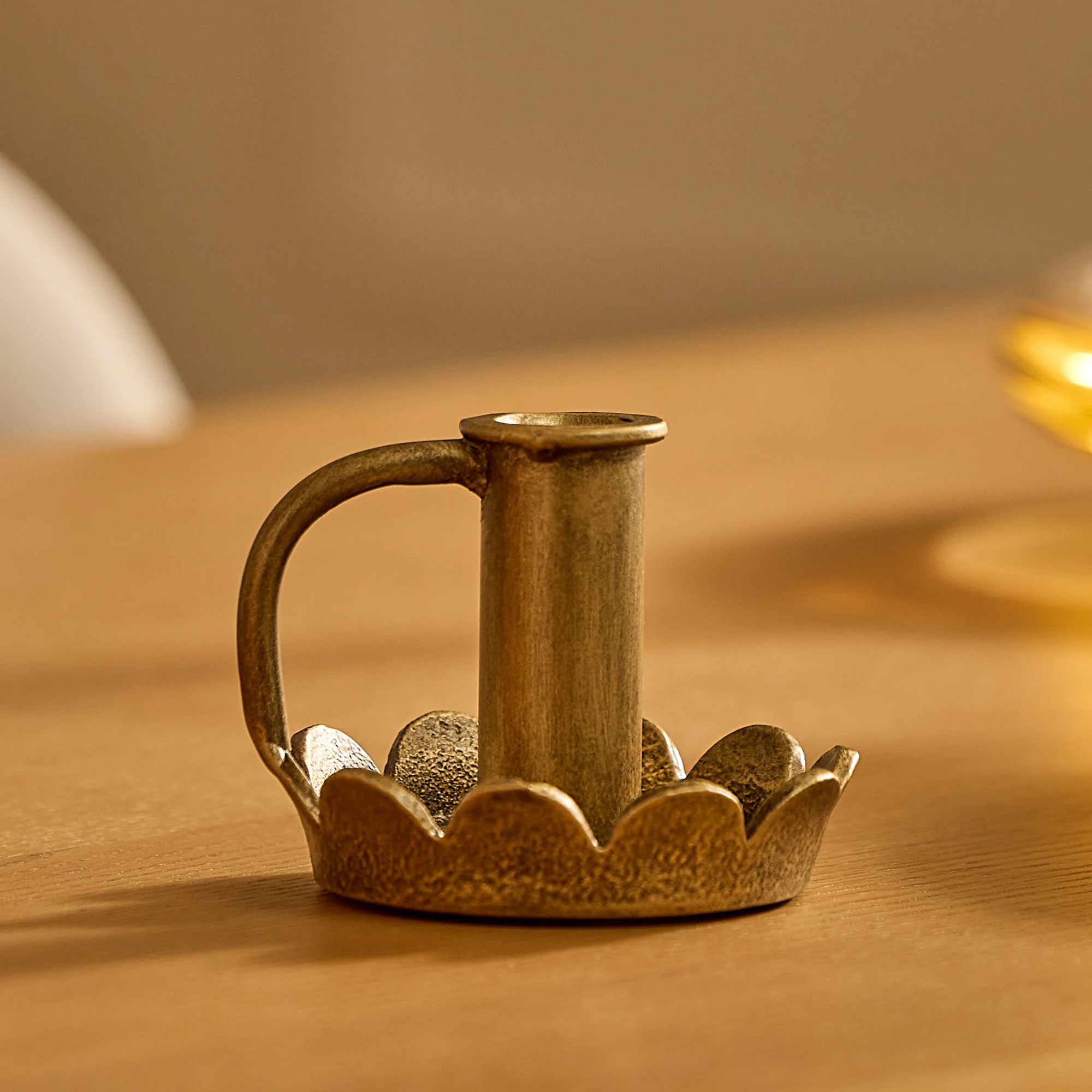 Brass Wrought Iron Scalloped Taper Holders - Image 3