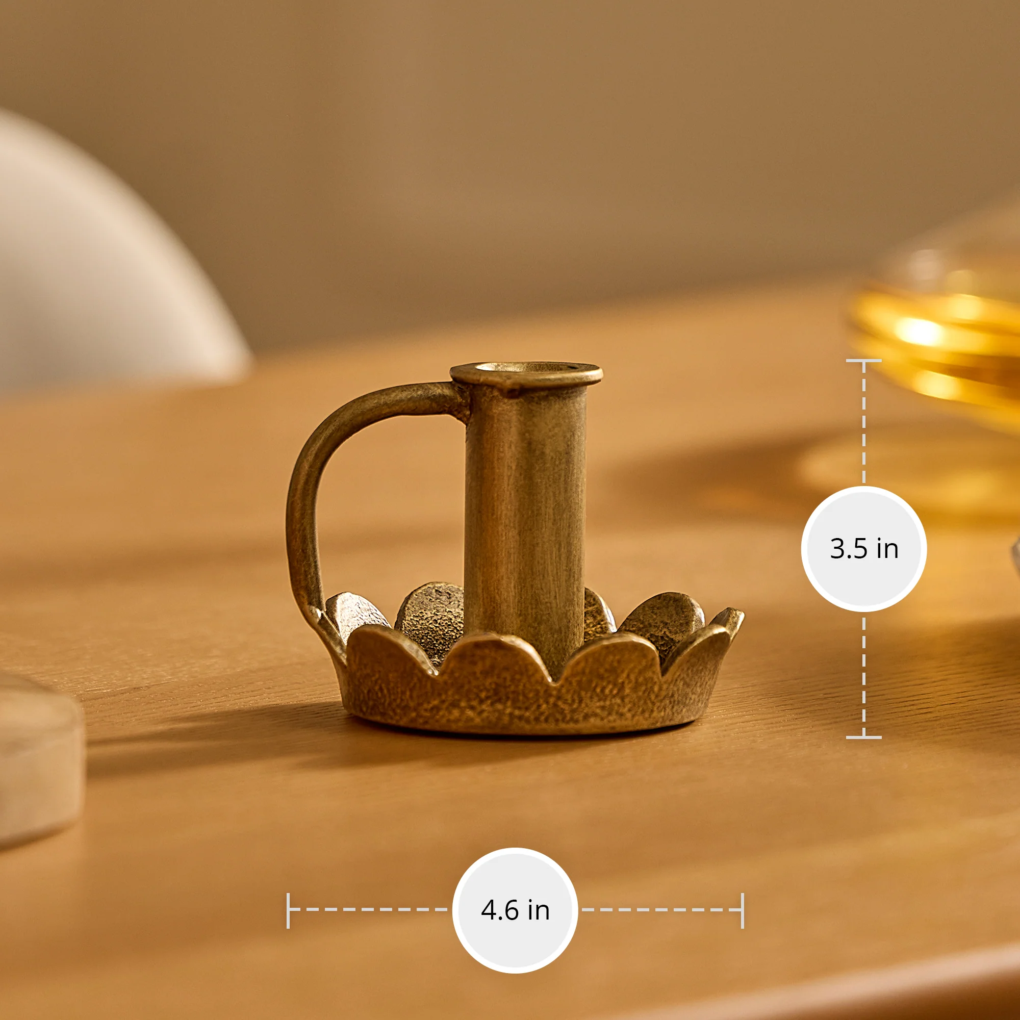Brass Wrought Iron Scalloped Taper Holders - Image 4
