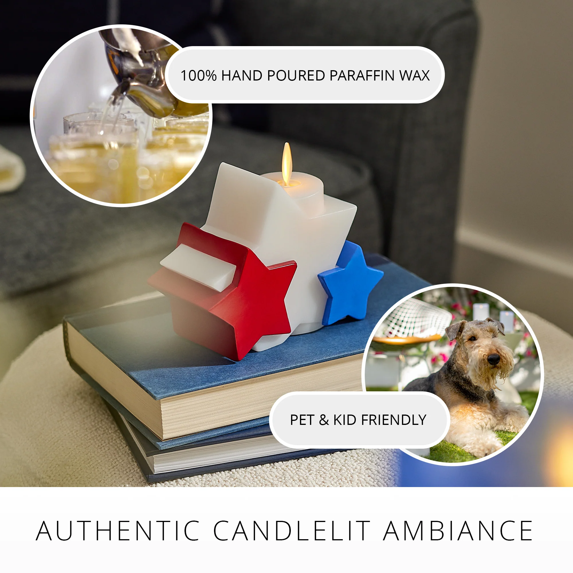Bright White Liberty Stars Flameless Candle - Image 5