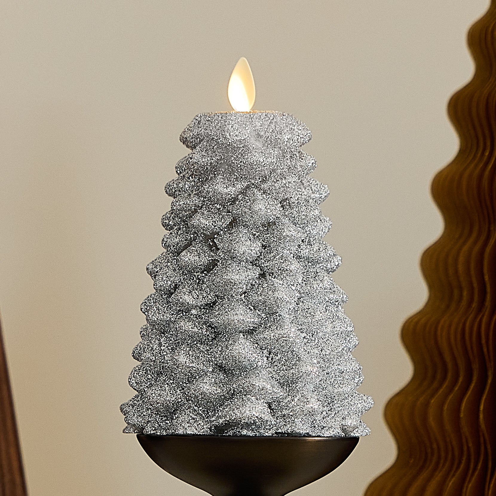 Brilliant Silver Glitter Flameless Candle North Tree - Image 10