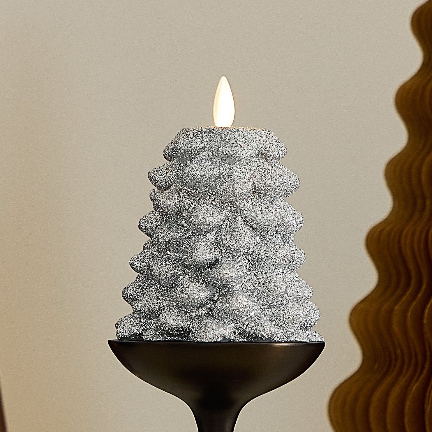 Brilliant Silver Glitter Flameless Candle North Tree - Image 11