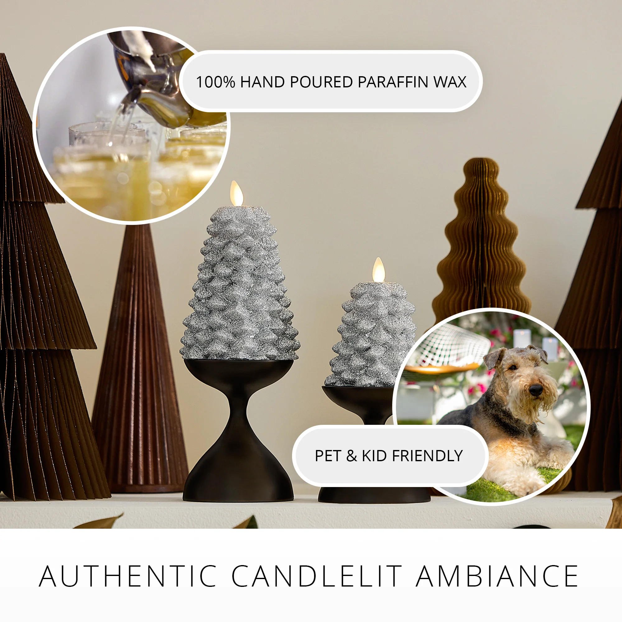 Brilliant Silver Glitter Flameless Candle North Tree - Image 5
