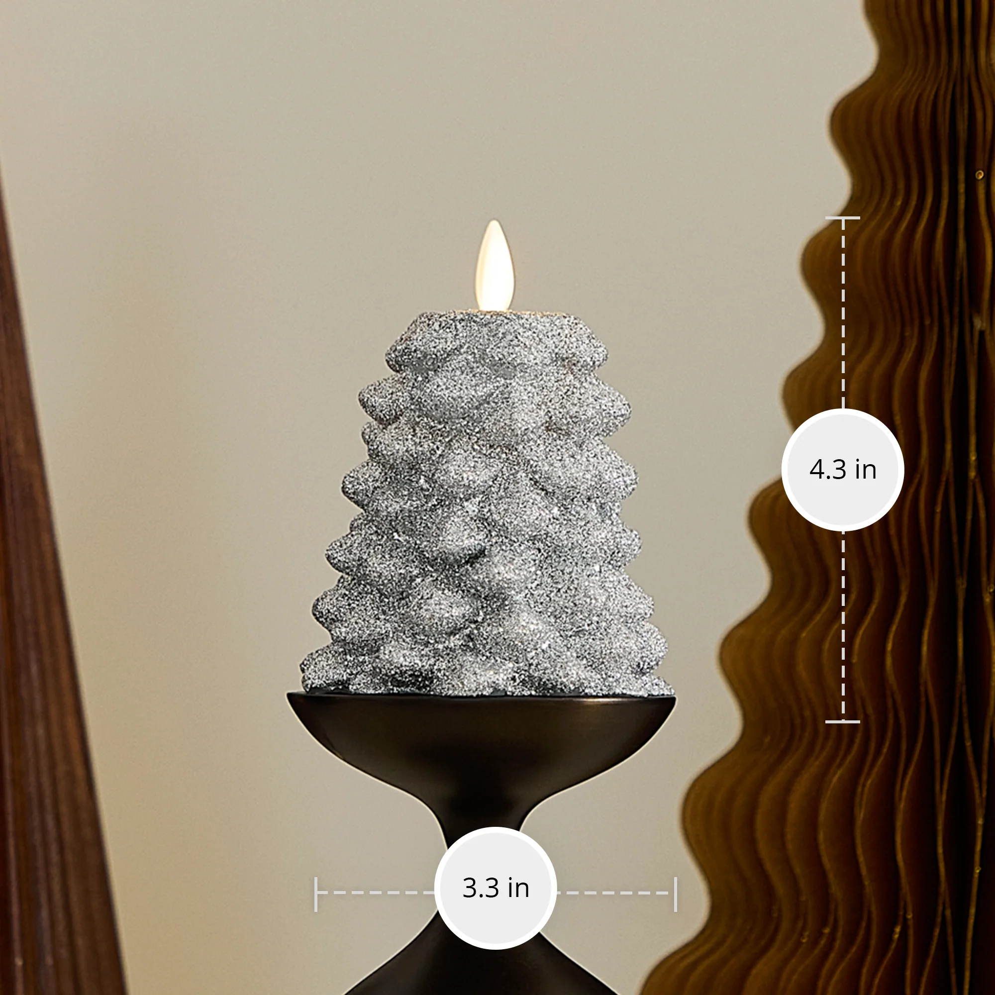 Brilliant Silver Glitter Flameless Candle North Tree - Image 6