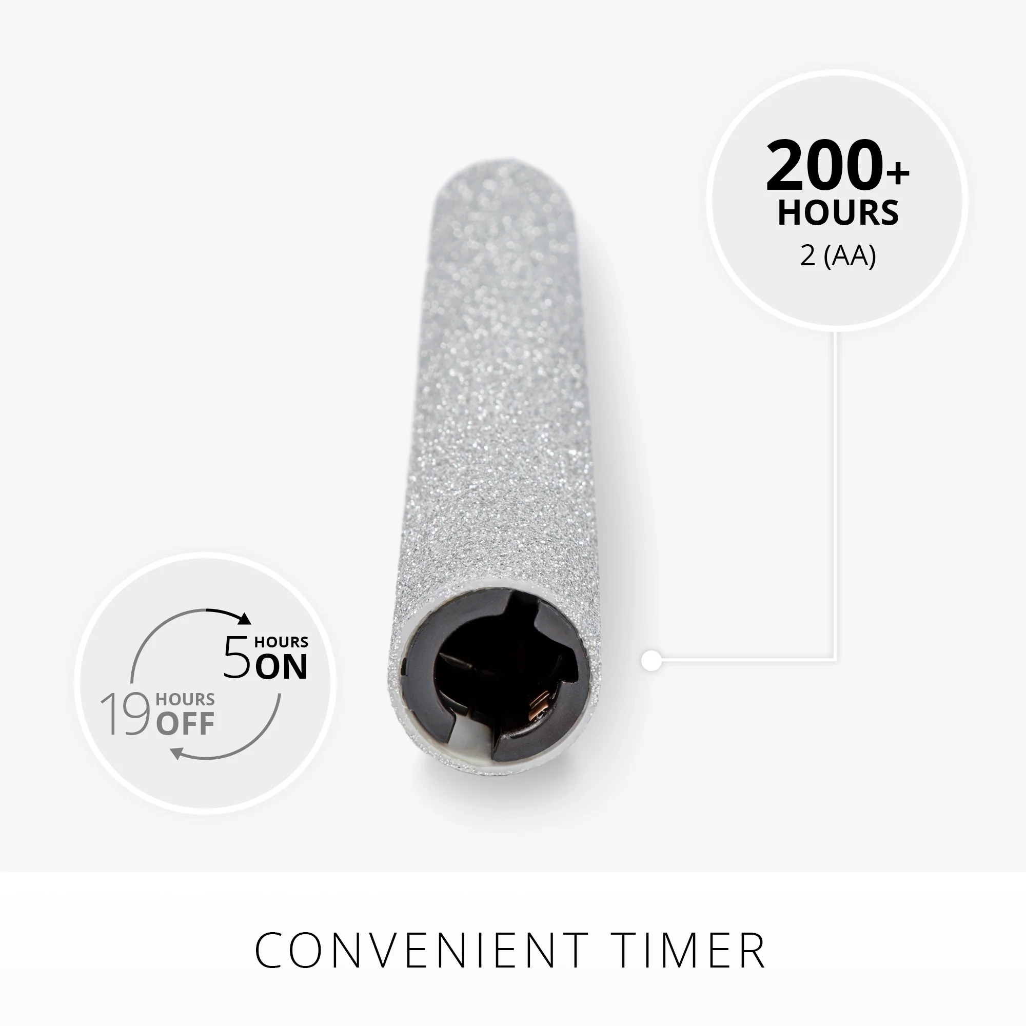 Brilliant Silver Glitter Flameless Candle Taper - Image 3