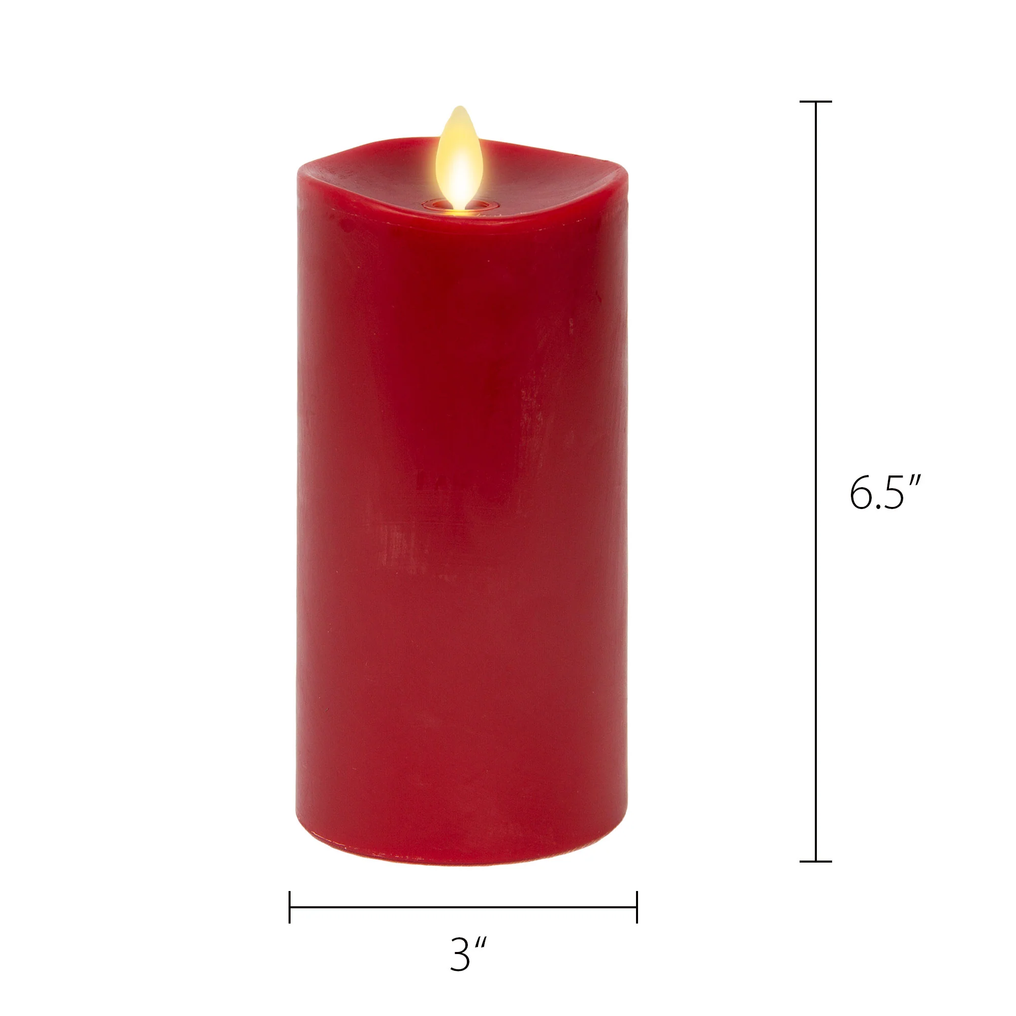 Burgundy Flameless Candle Pillar - Melted Top - 3" Width - Image 10