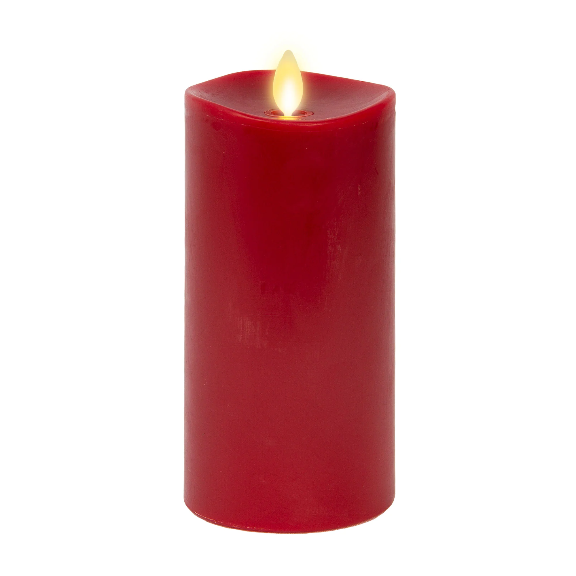 Burgundy Flameless Candle Pillar - Melted Top - 3" Width - Image 8