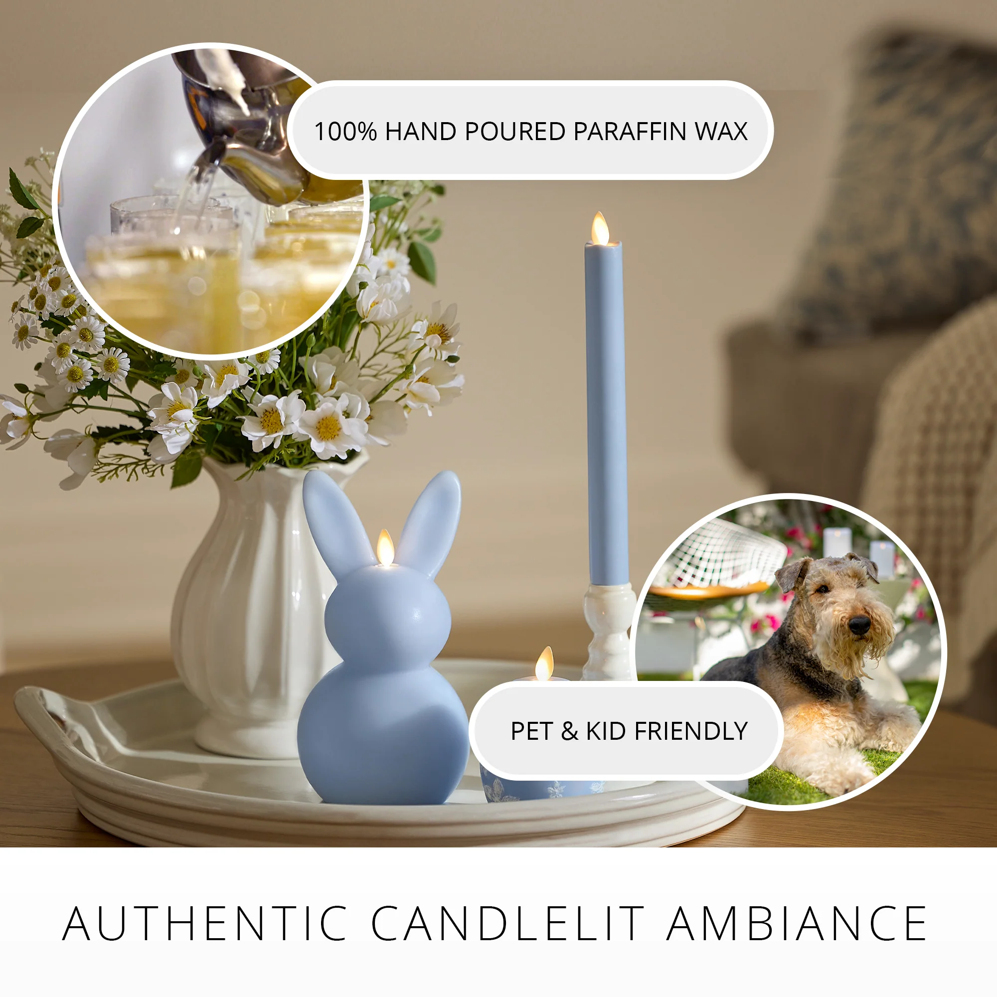 Cashmere Blue Flameless Candle Bunny - Image 3