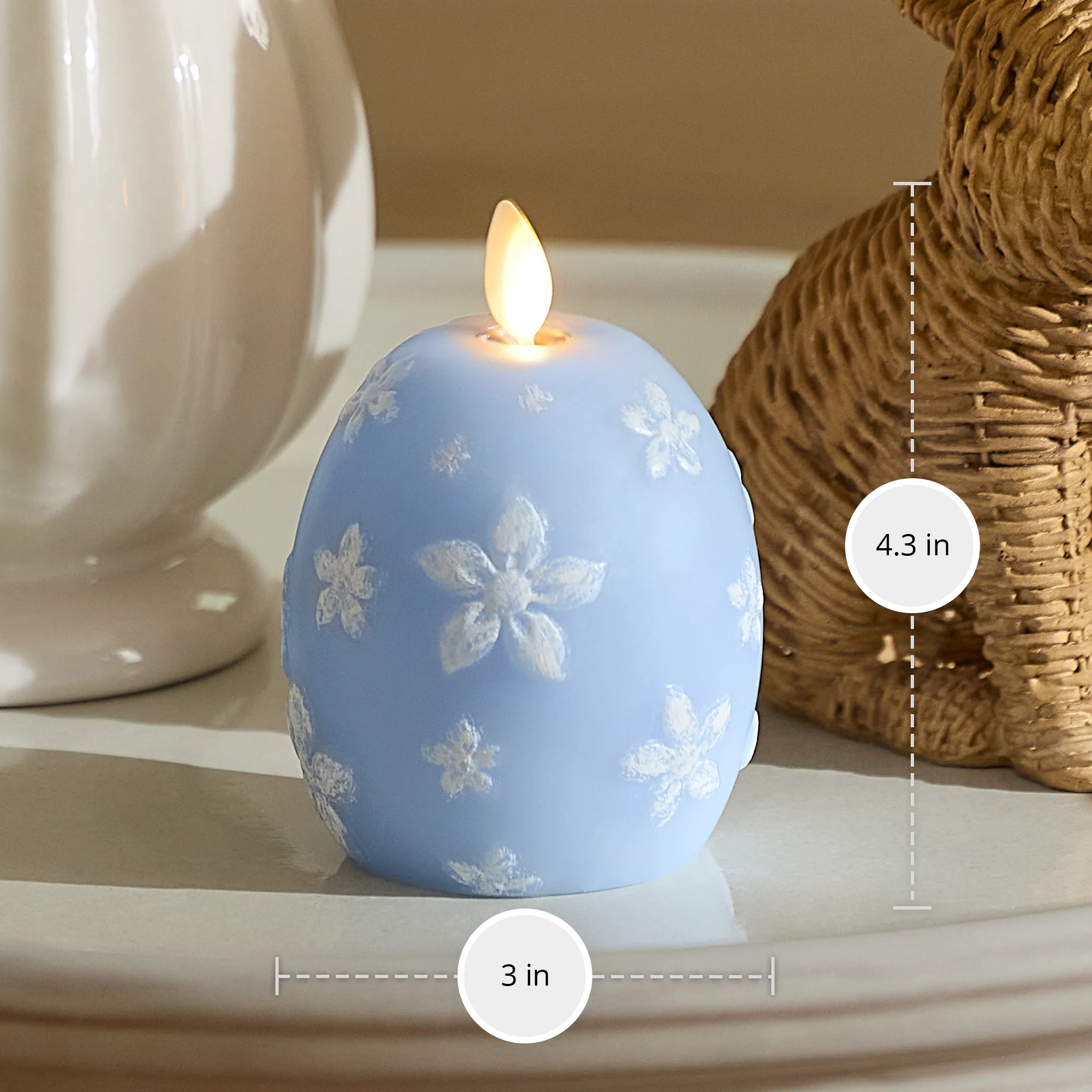 Cashmere Blue Flameless Candle Floral Egg - Image 4