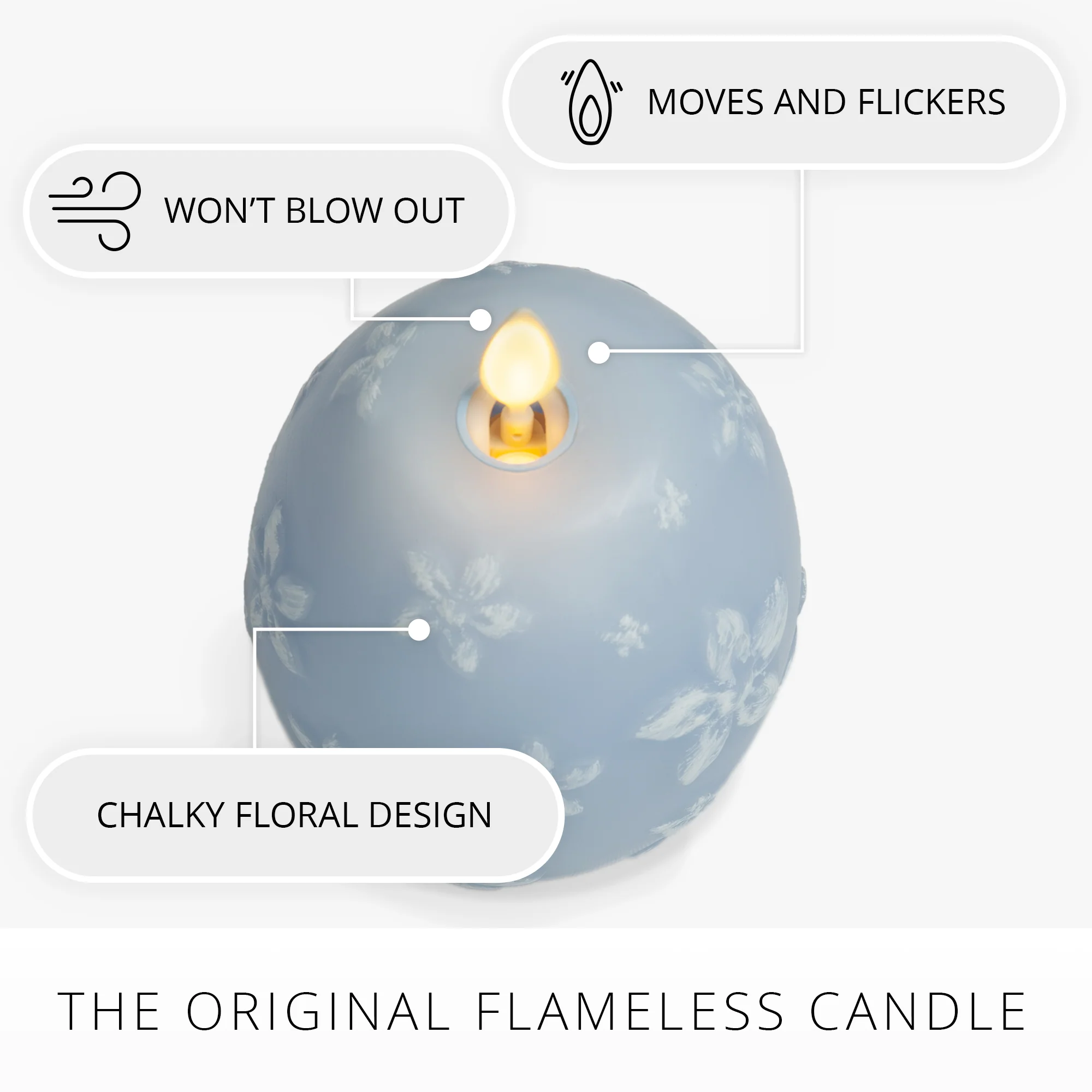 Cashmere Blue Flameless Candle Floral Egg - Image 6