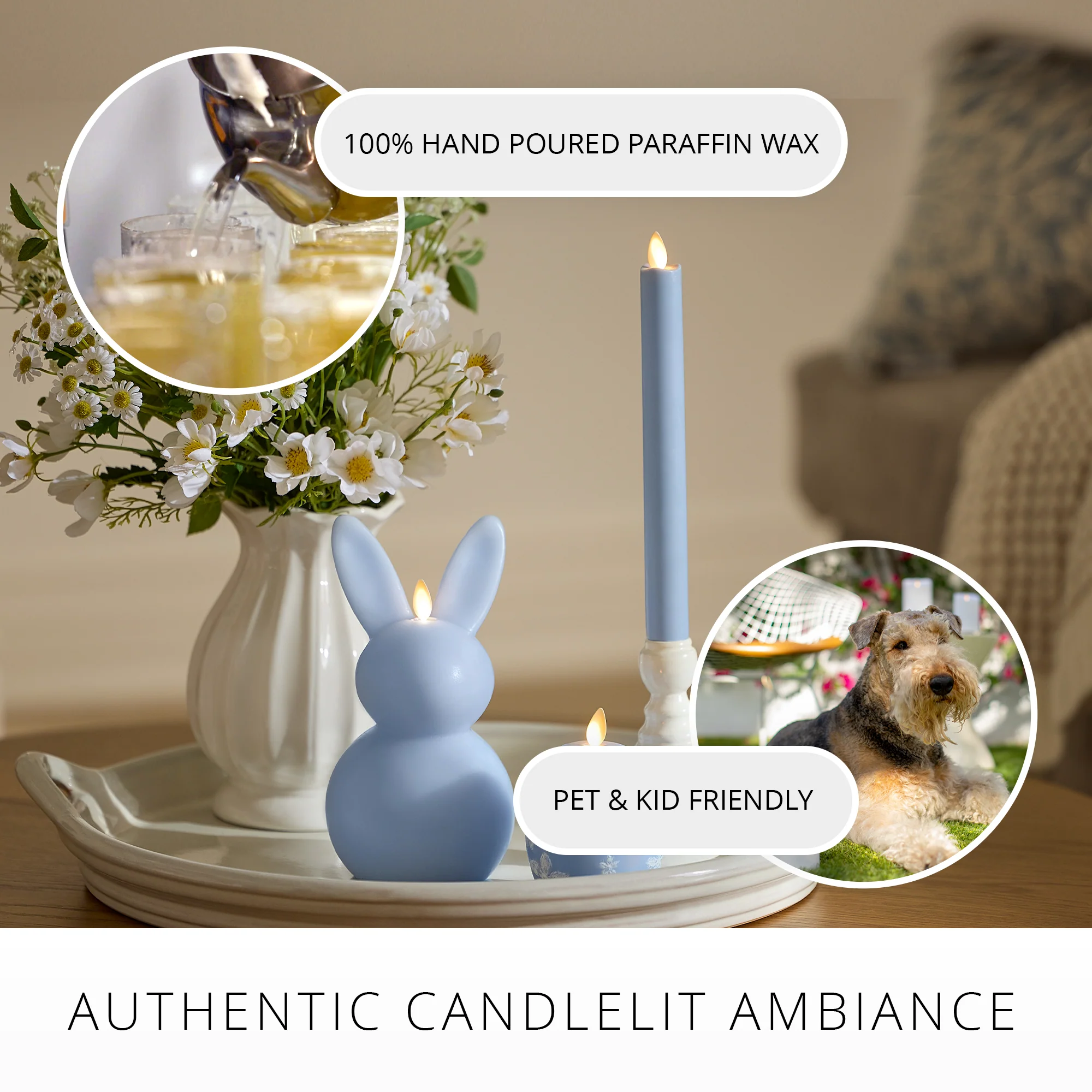 Cashmere Blue Flameless Candle Taper - Image 3