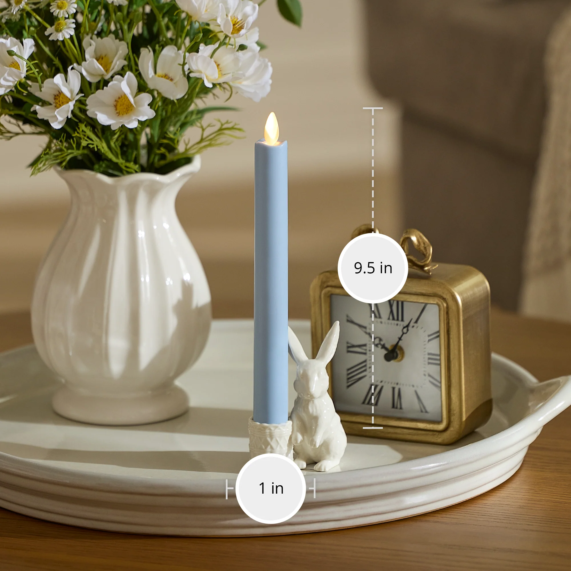Cashmere Blue Flameless Candle Taper - Image 4