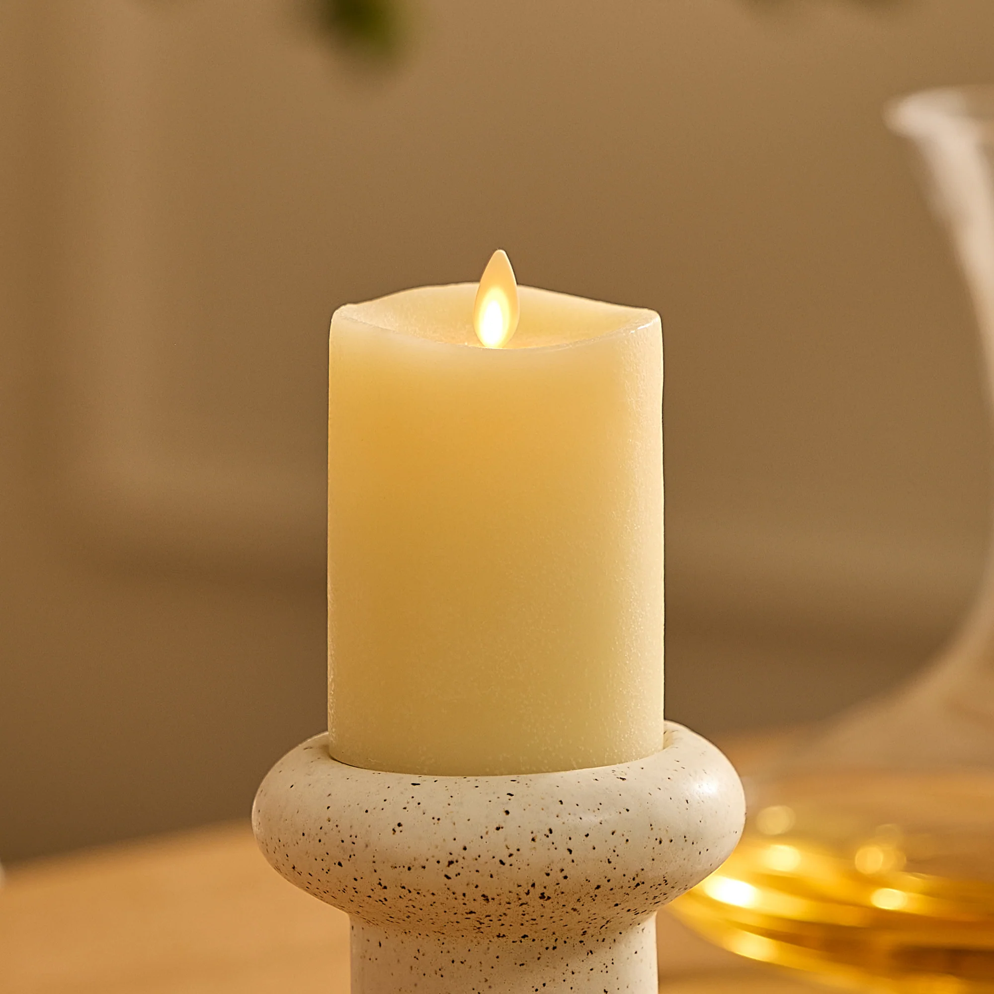 Chalky Ivory Flameless Candle Pillar - Image 5