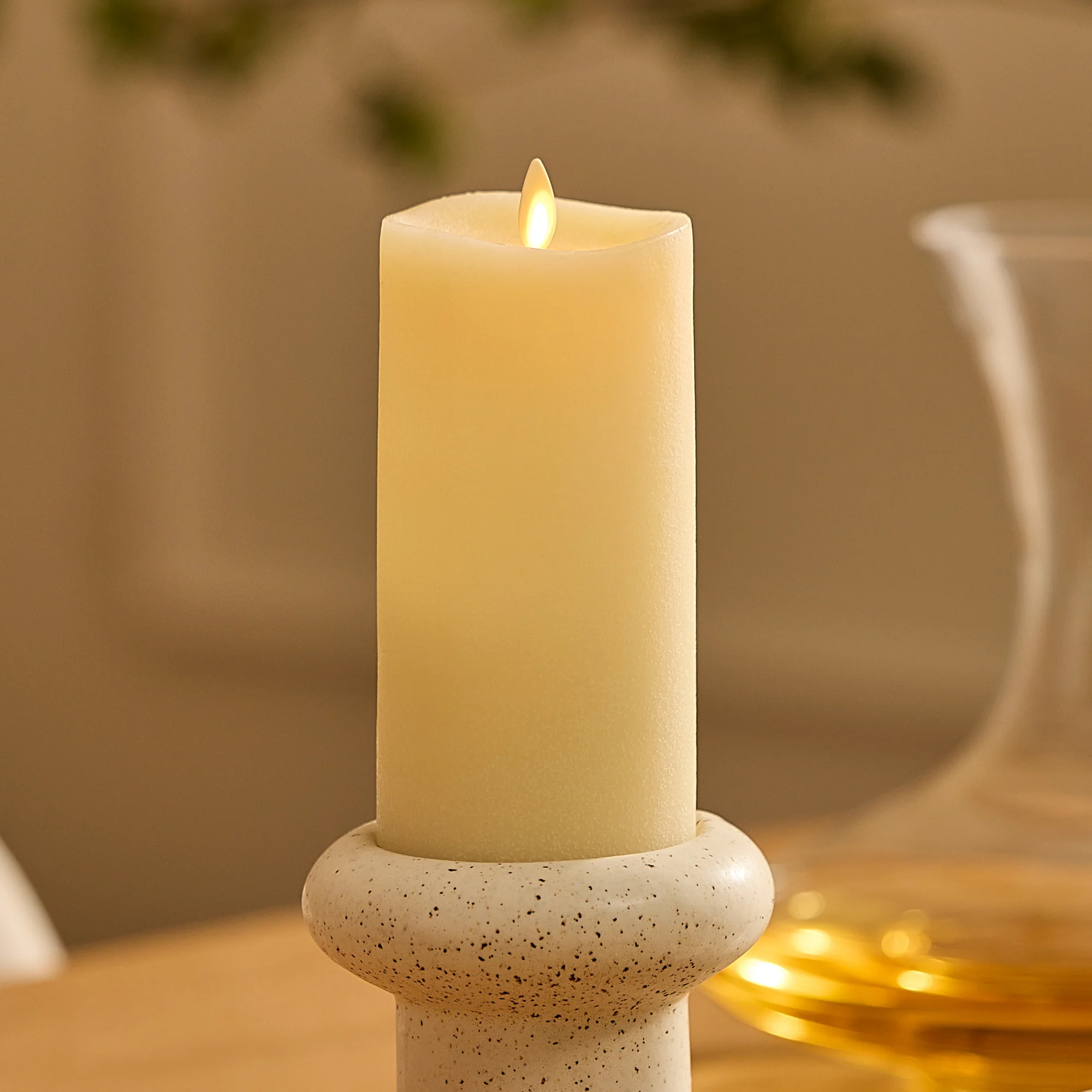 Chalky Ivory Flameless Candle Pillar - Image 7