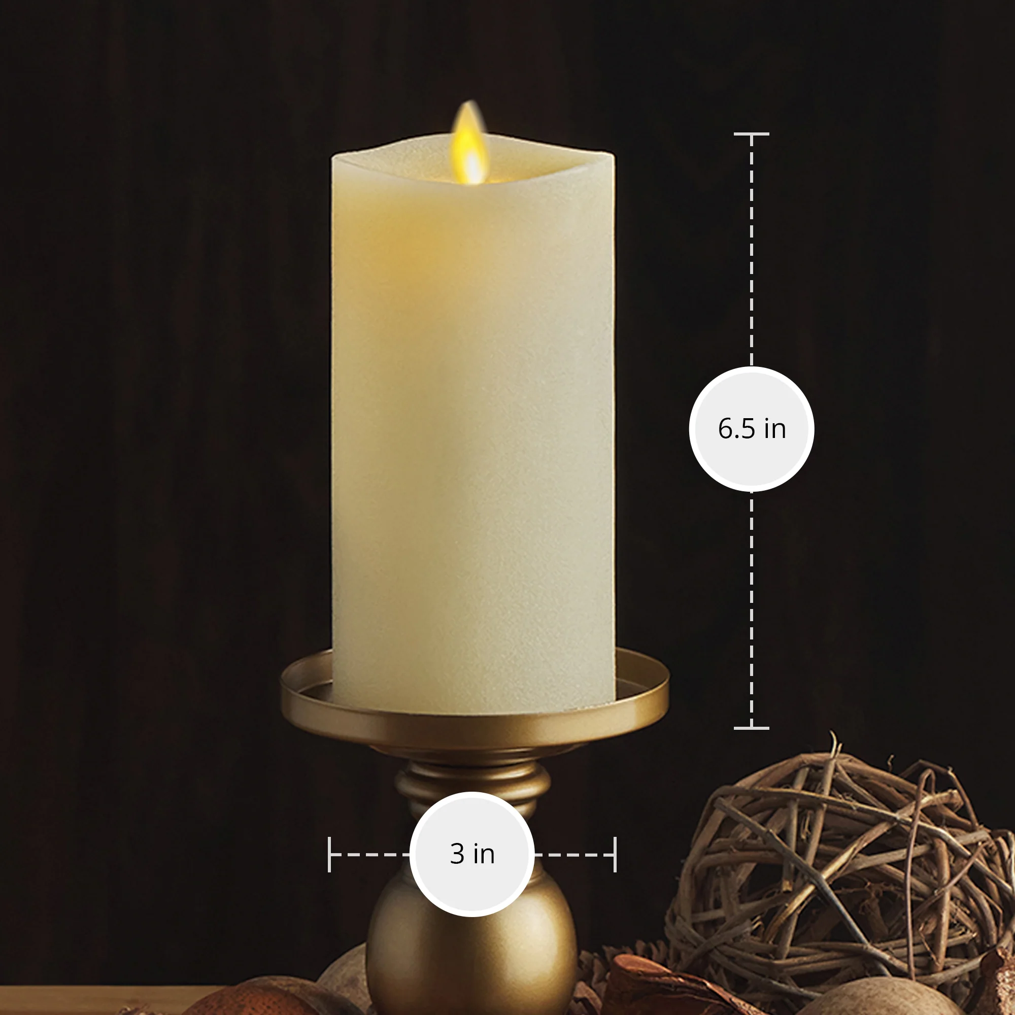 Chalky Ivory Flameless Candle Pillar - Image 8