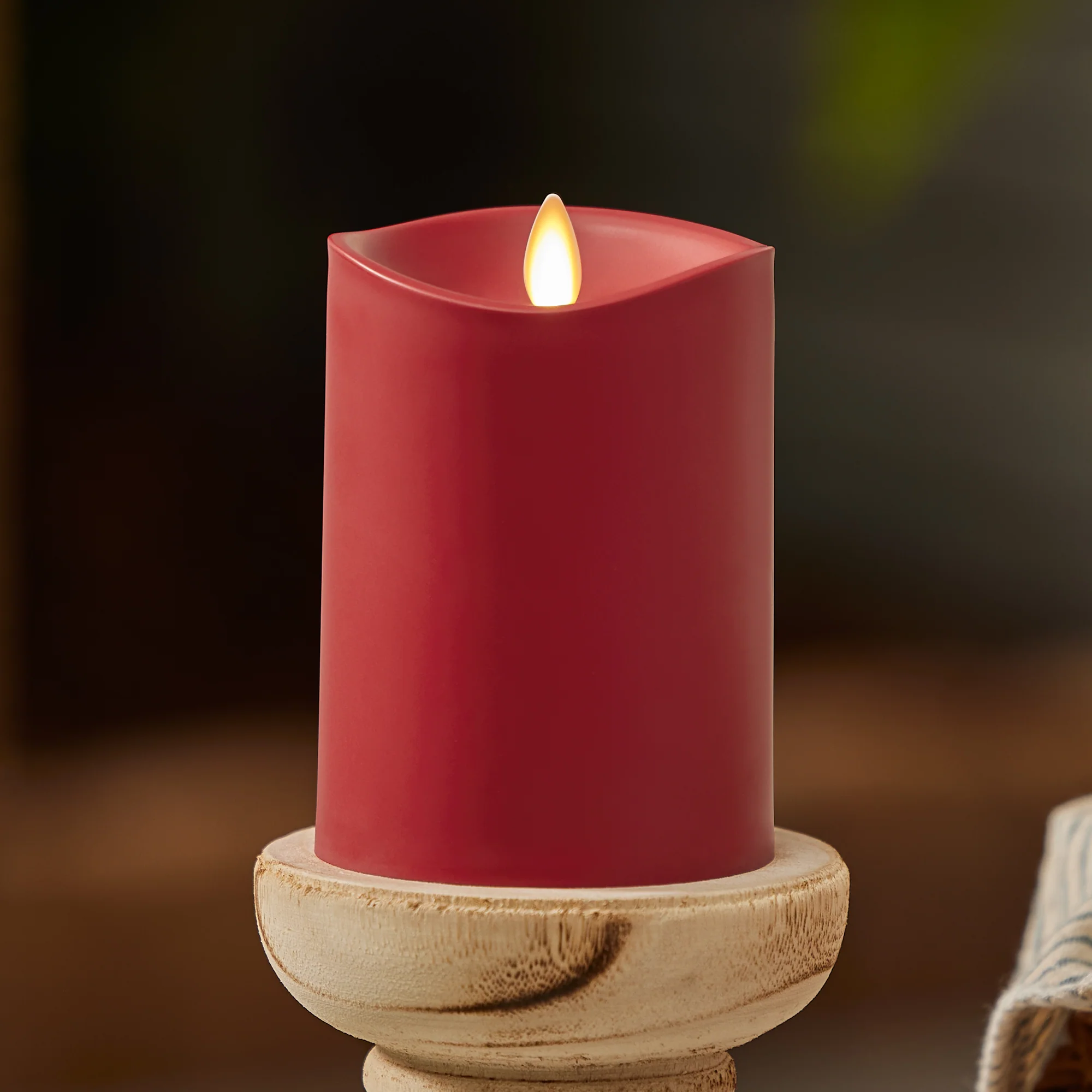 Cherry Red Outdoor Flameless Candle Pillar - Image 5