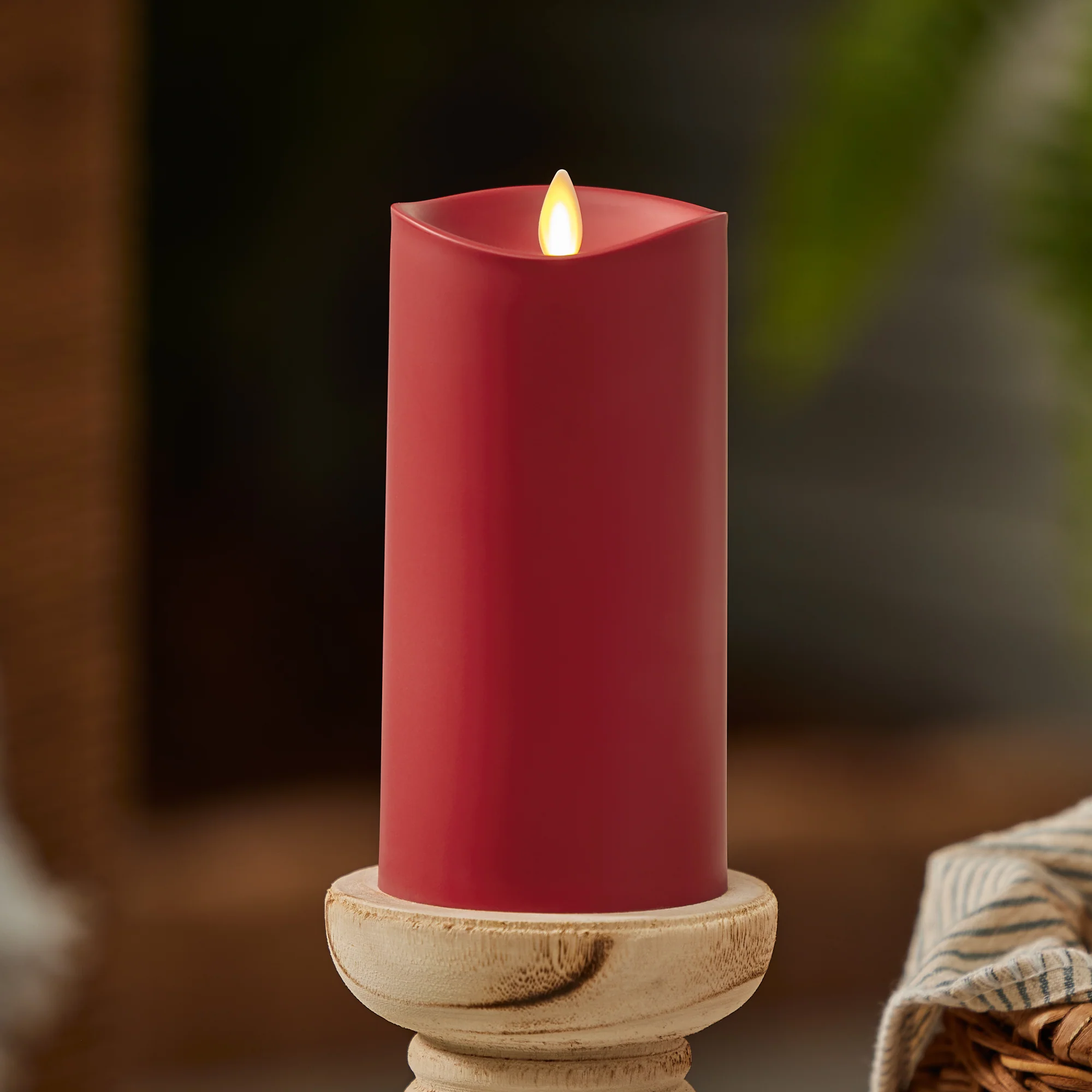 Cherry Red Outdoor Flameless Candle Pillar - Image 8