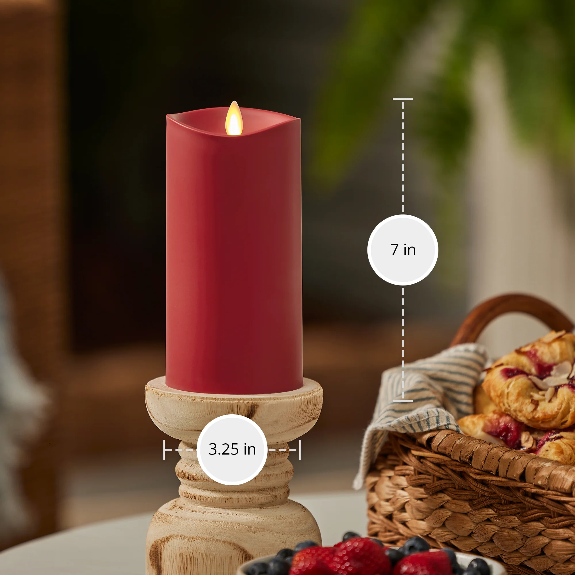 Cherry Red Outdoor Flameless Candle Pillar - Image 9