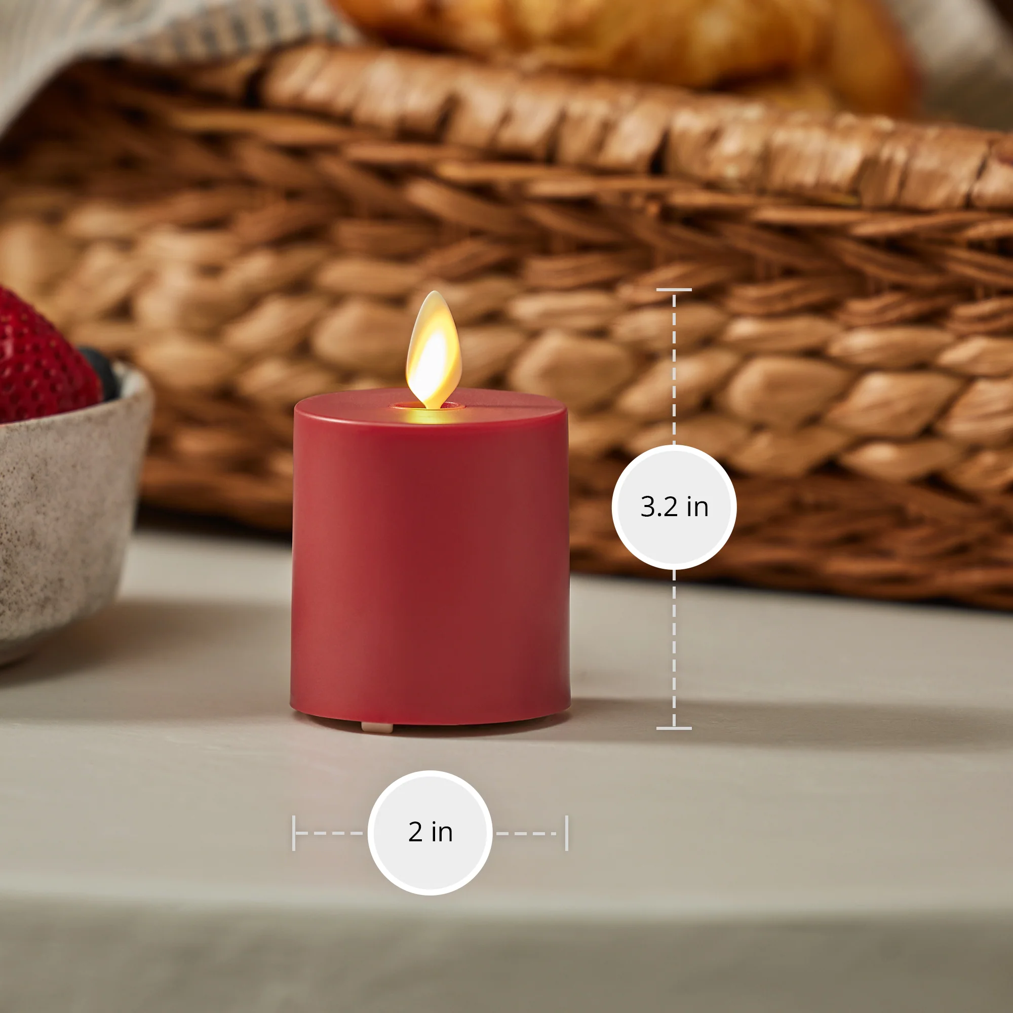 Cherry Red Outdoor Flameless Candle Votive - Image 3