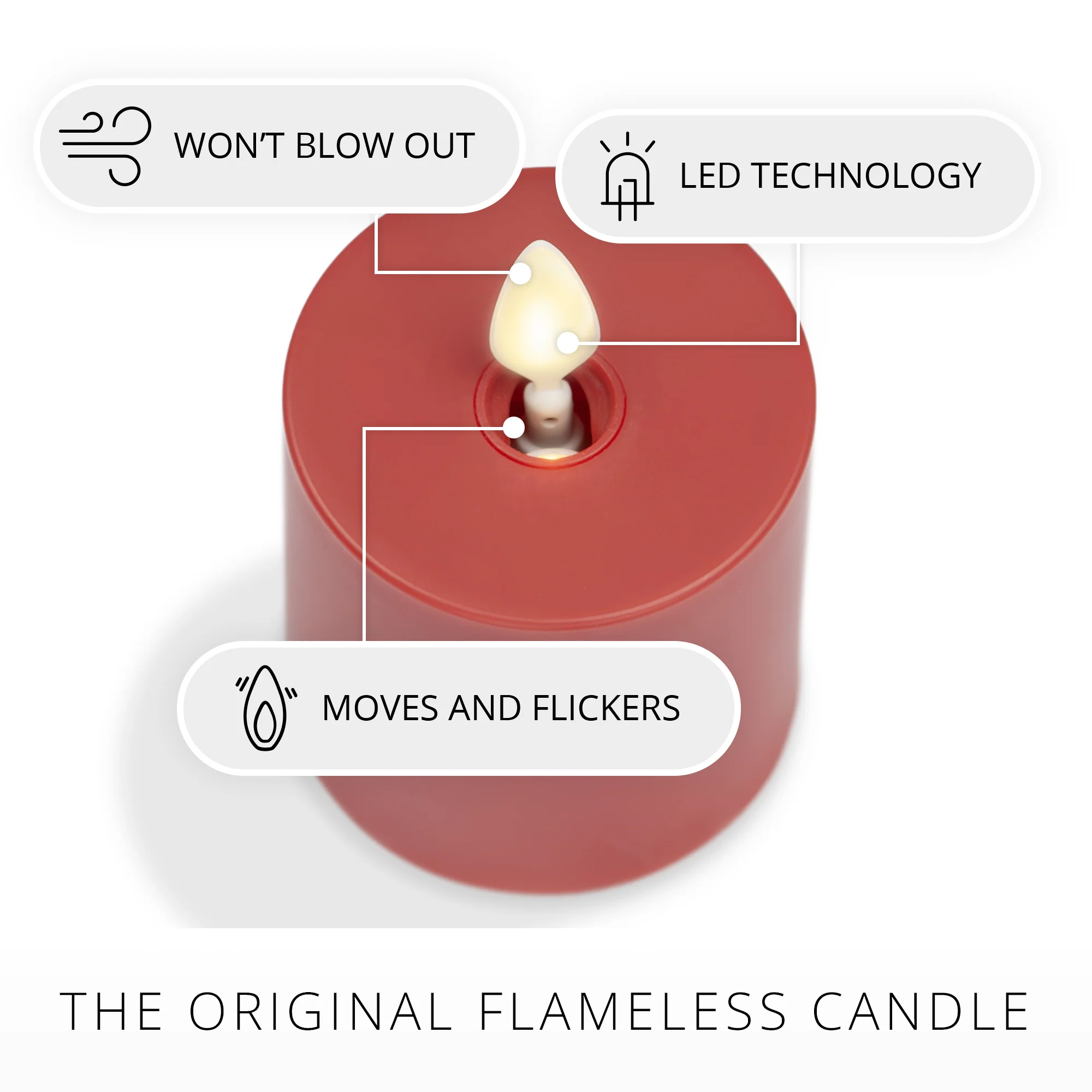 Cherry Red Outdoor Flameless Candle Votive - Image 5