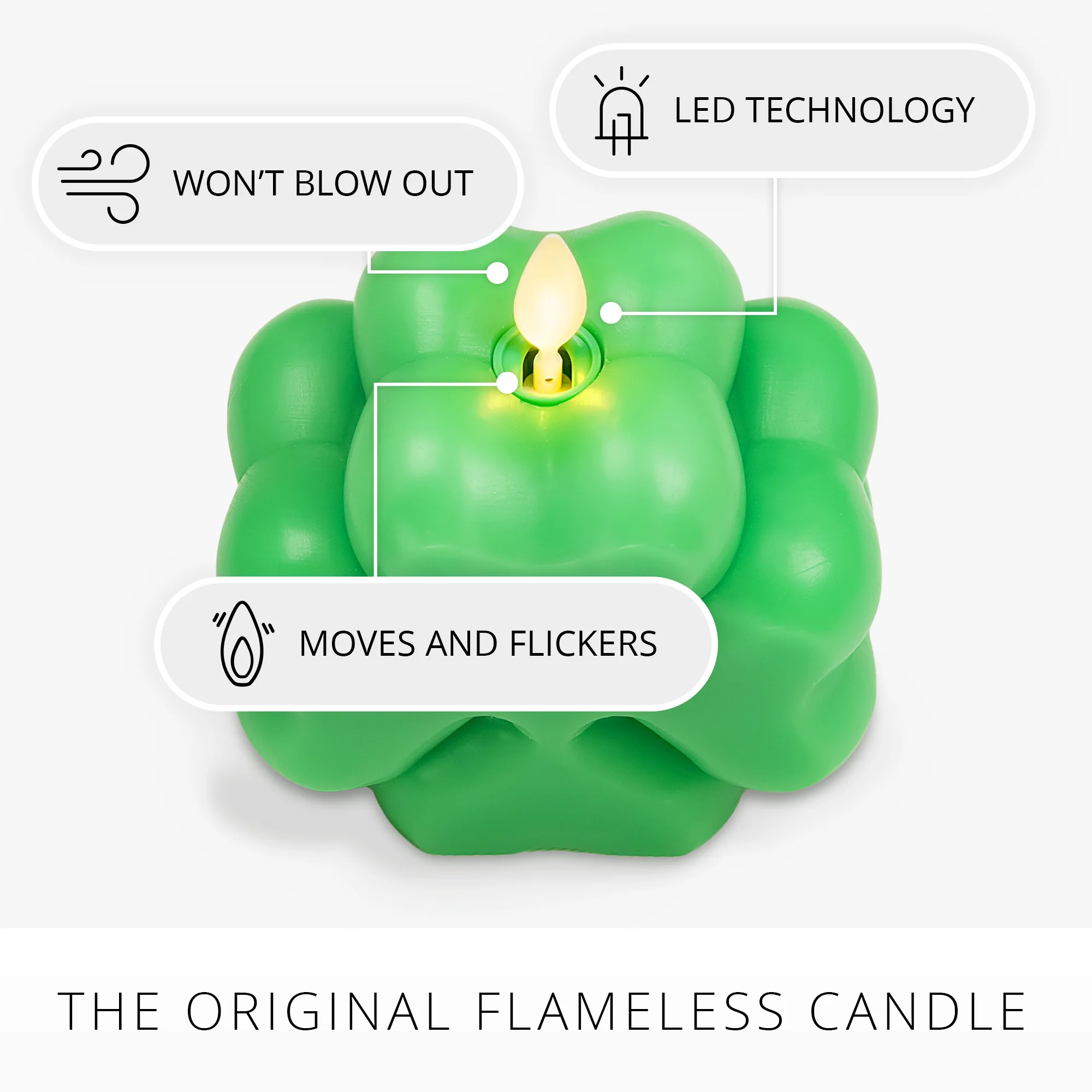 Classic Green Flameless Candle Clover - Image 3