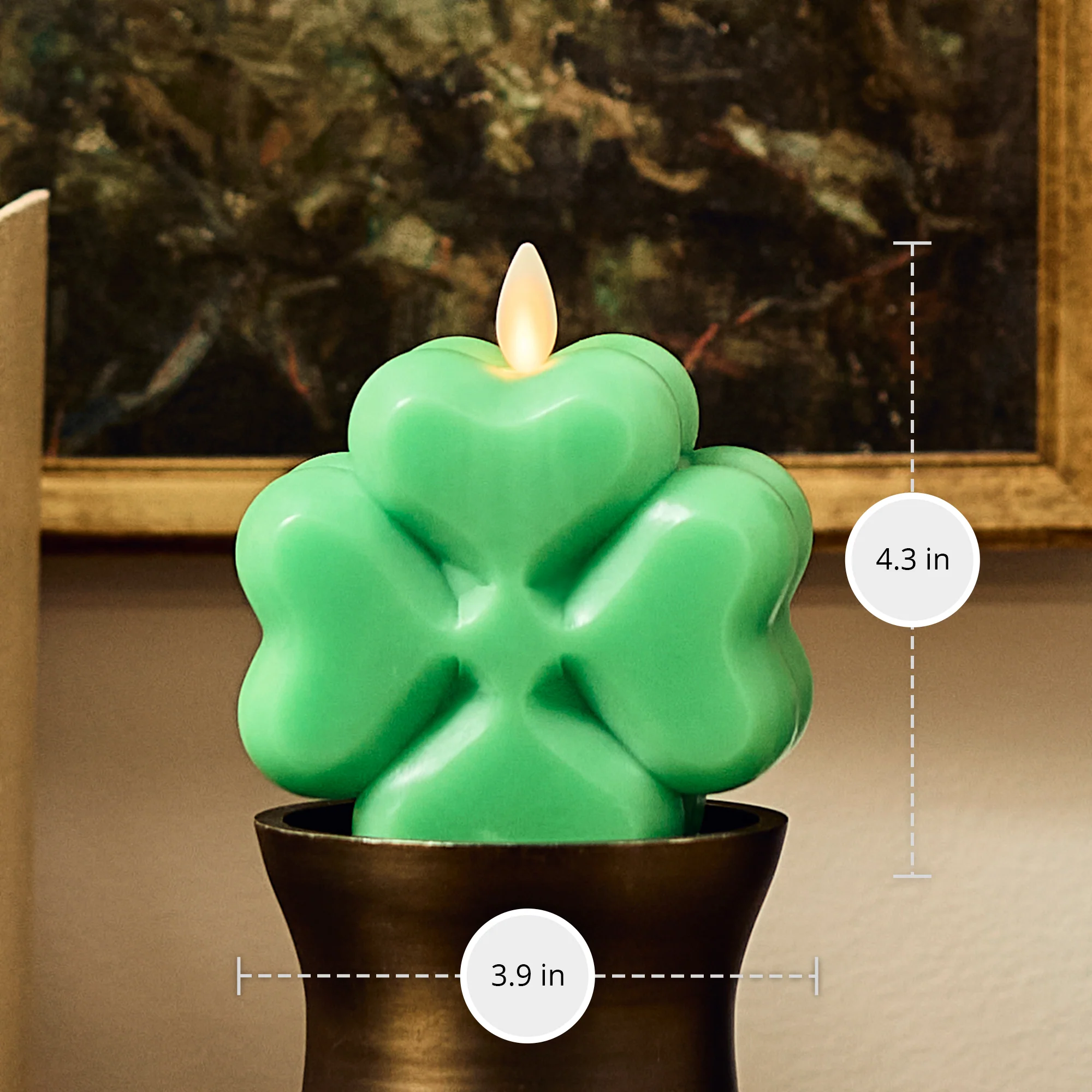 Classic Green Flameless Candle Clover - Image 5
