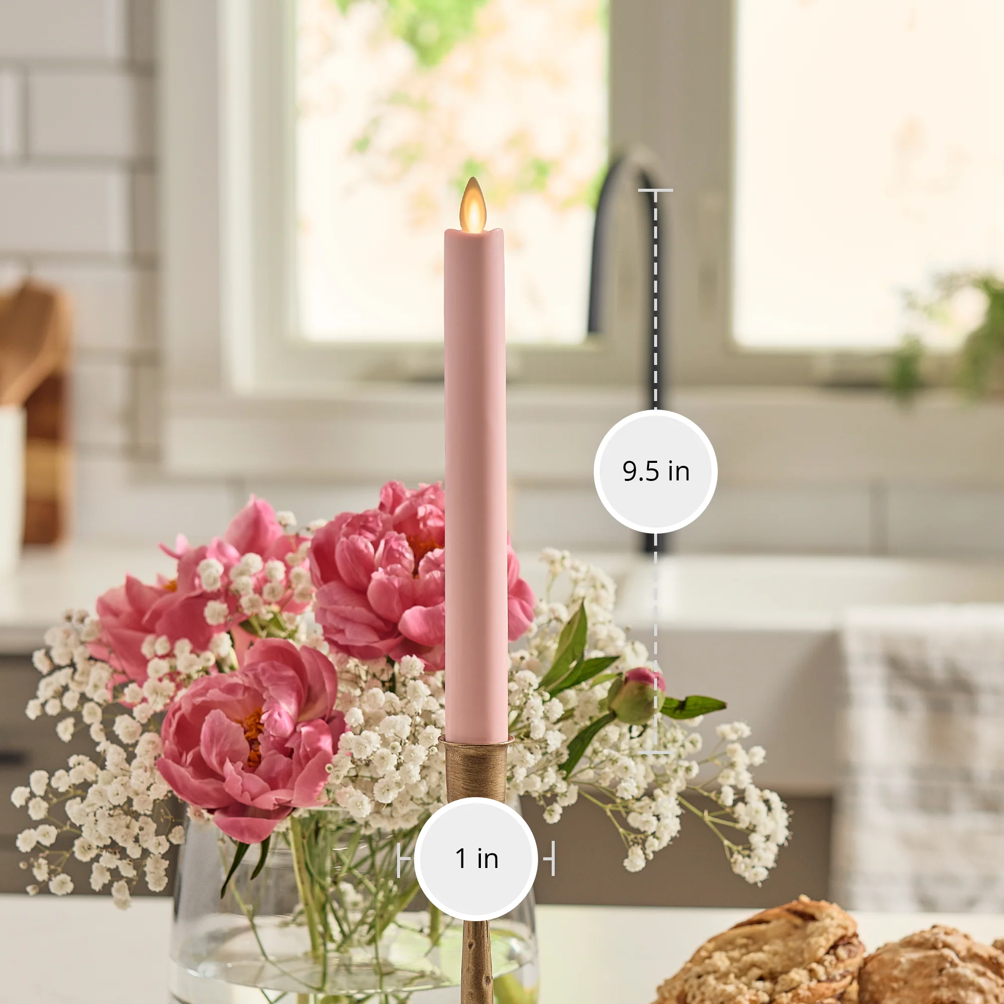 Crystal Rose Flameless Candle Taper - Image 8