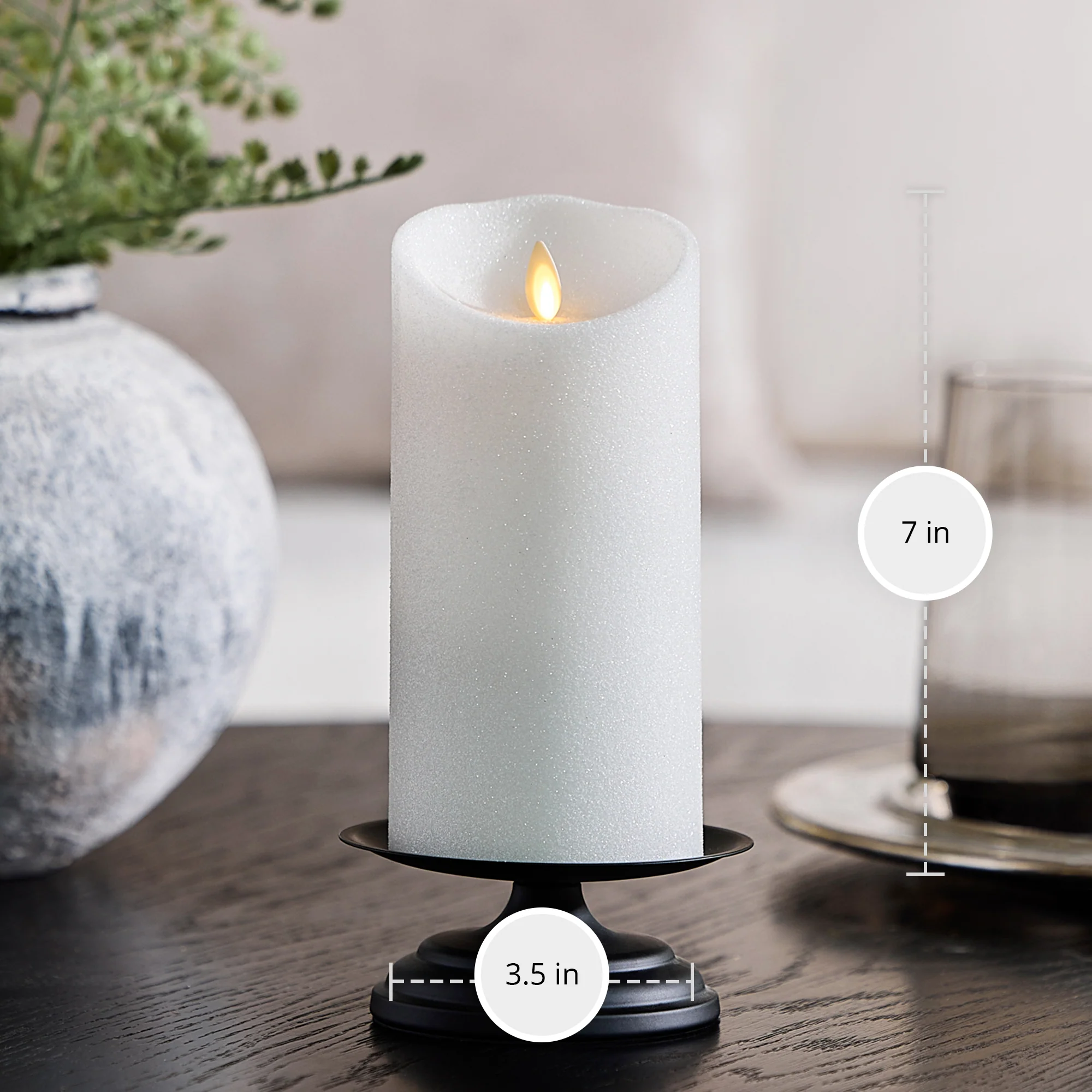 Dazzling White Glitter Flameless Candle Pillars - Image 10