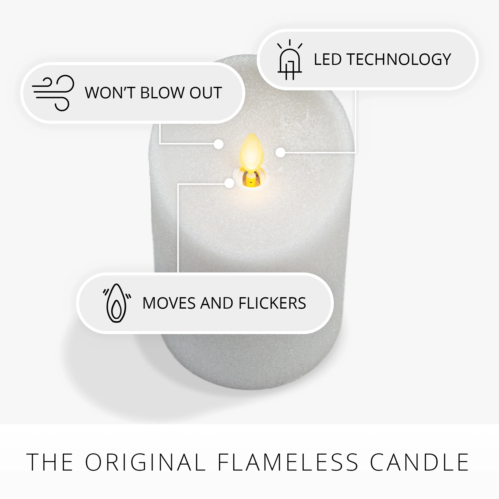 Dazzling White Glitter Flameless Candle Pillars - Image 5